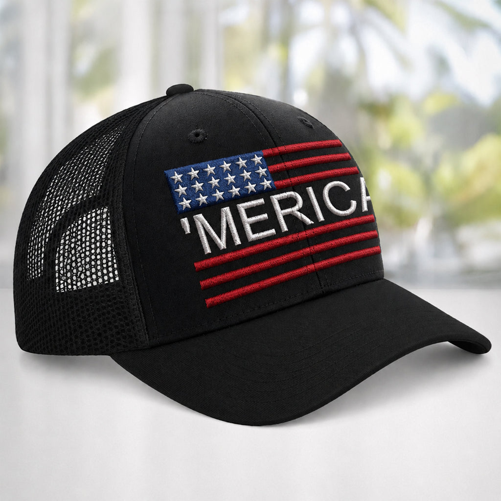 American Flag 4th of July Patriotic Trucker Hat, Patriotic USA Hat HA75 921668