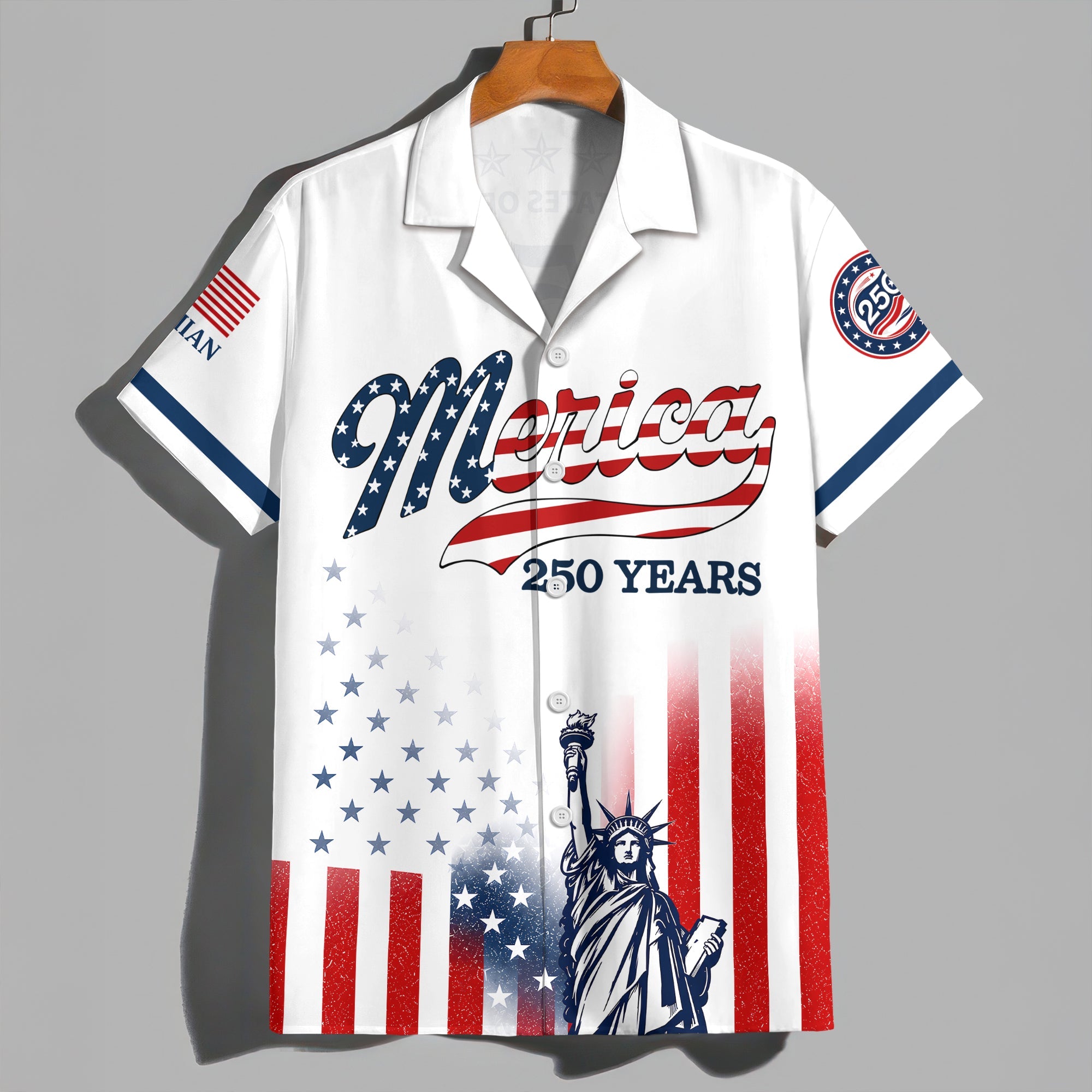 Custom Name USA 250th Anniversary Patriotic Statue of Liberty Merica 250 Baseball Hawaii Shirt HO82 902916