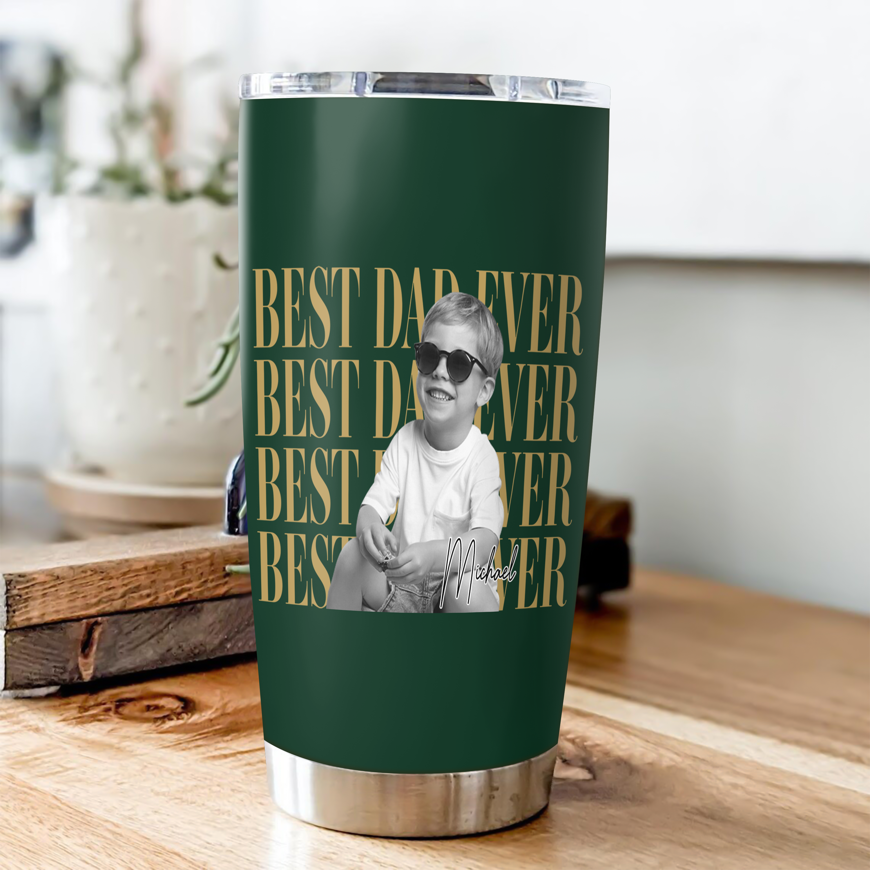 Personalized Vintage Photo Best Dad Mom Ever Fat Tumbler Custom Kid Photo Tumbler CH07 911742