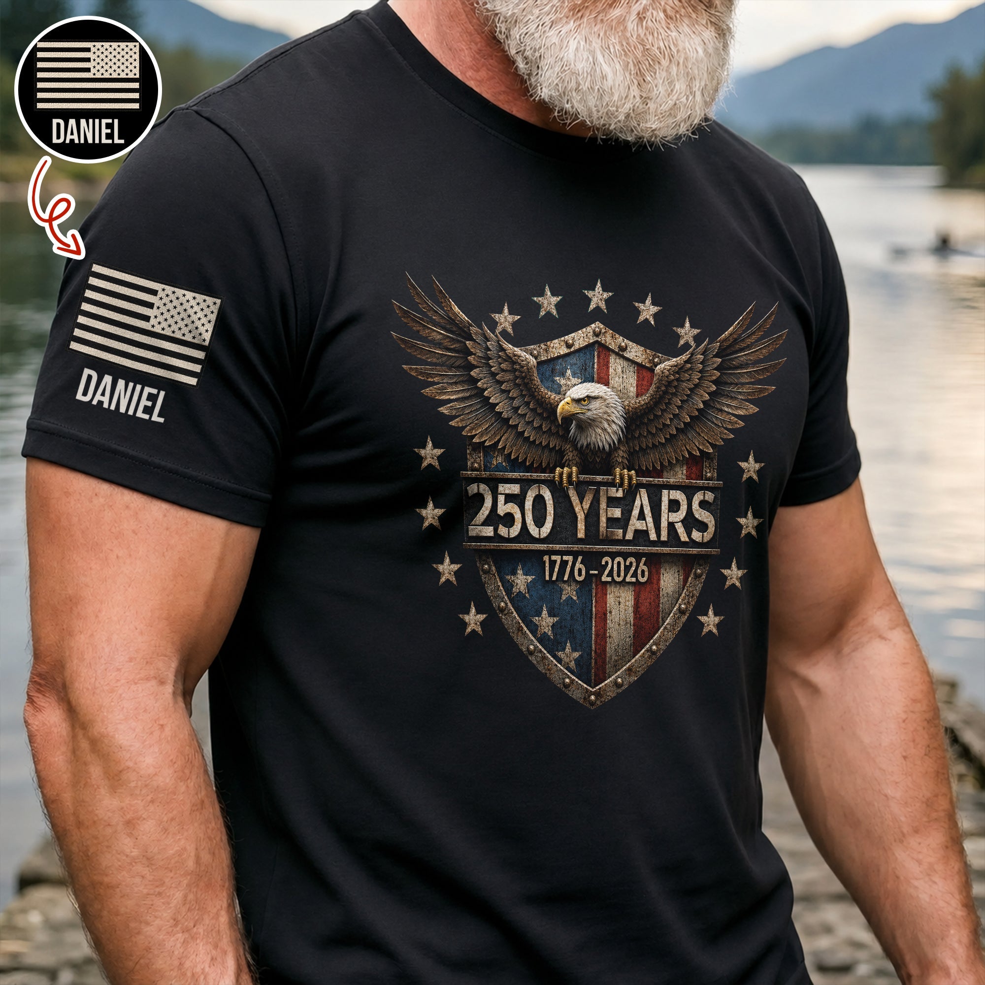 USA 250th Anniversary Eagle 250 Years 1776-2026 Short Sleeve Print Shirt LM32 669351