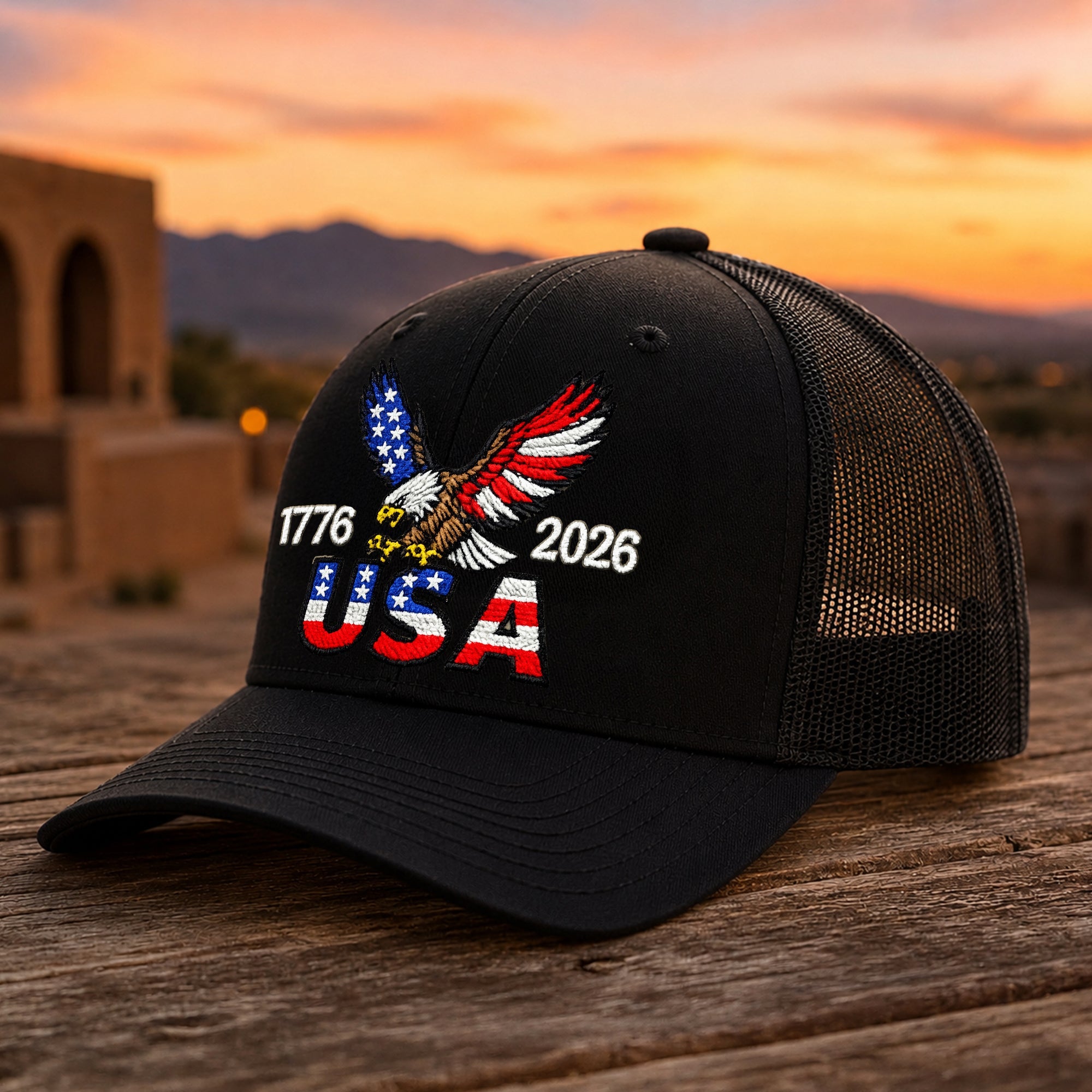 250 Years USA Patriotic 1776-2026 Embroidered Trucker Hat HO82 902876