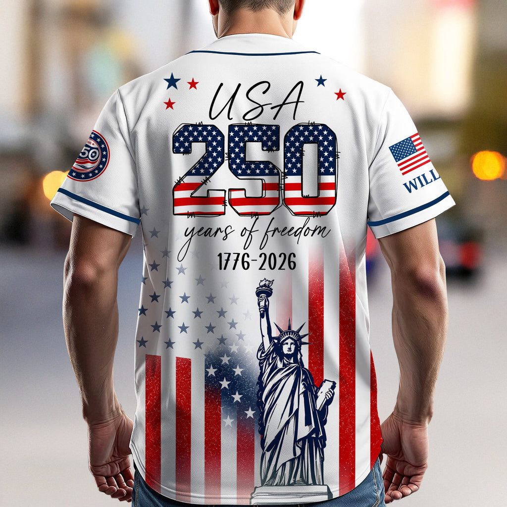 Personalized USA 250th Anniversary Patriotic Statue of Liberty Merica 250 Baseball Jersey Shirt HO82 902896