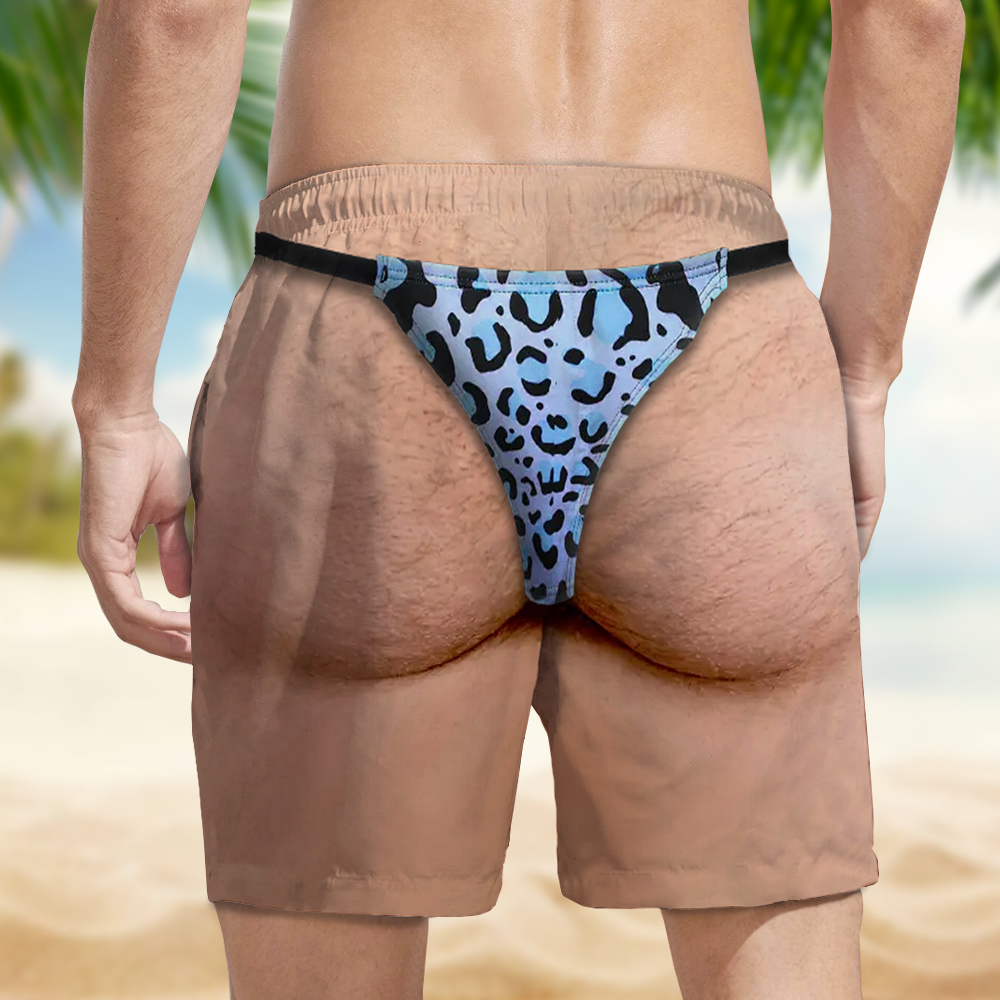Funny Leopard Swim Trunks - Personalized Summer Vacation Beach Short CH07 180146