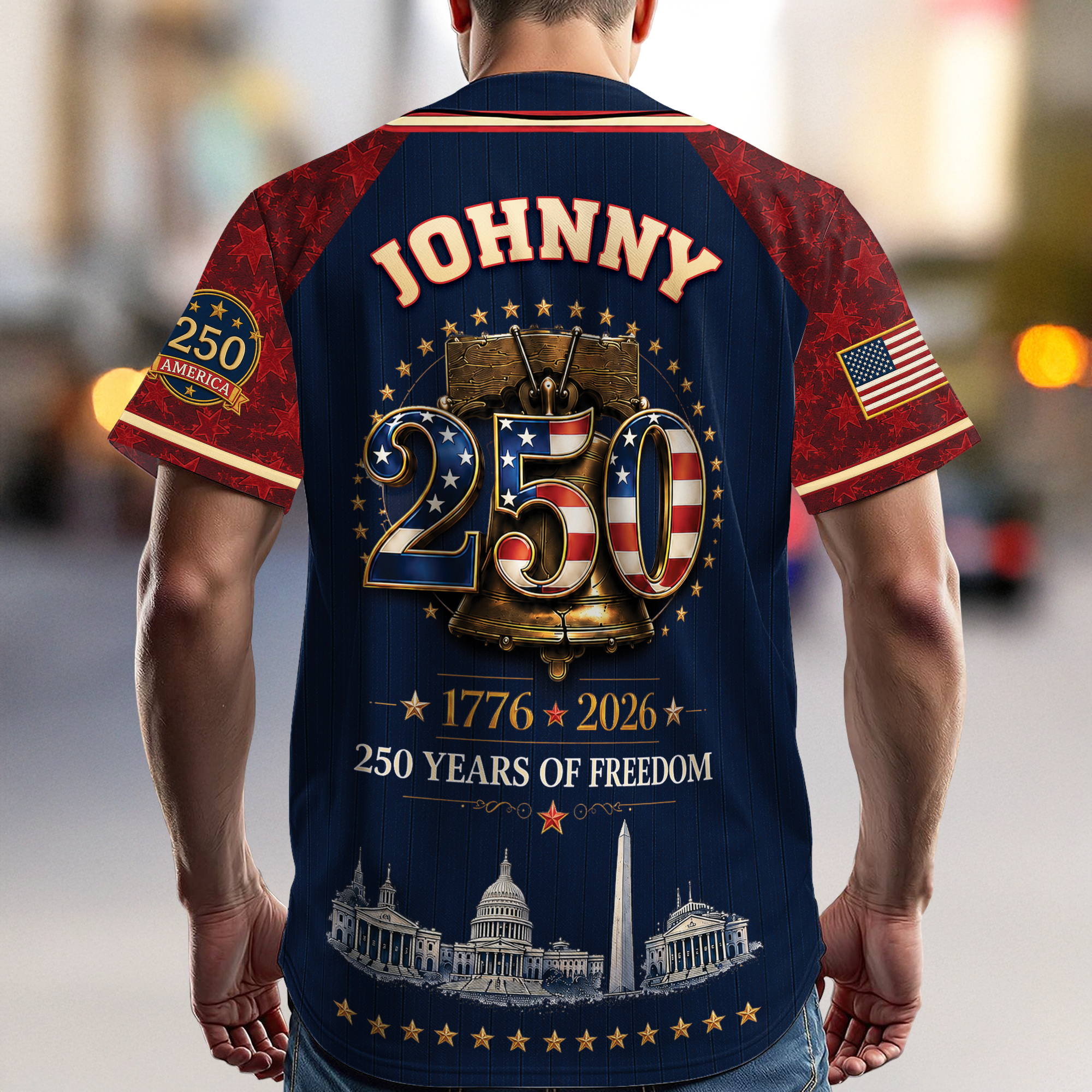 Custom Name US 250 Years of Freedom 1776-2026 Baseball Jersey CH07 911812