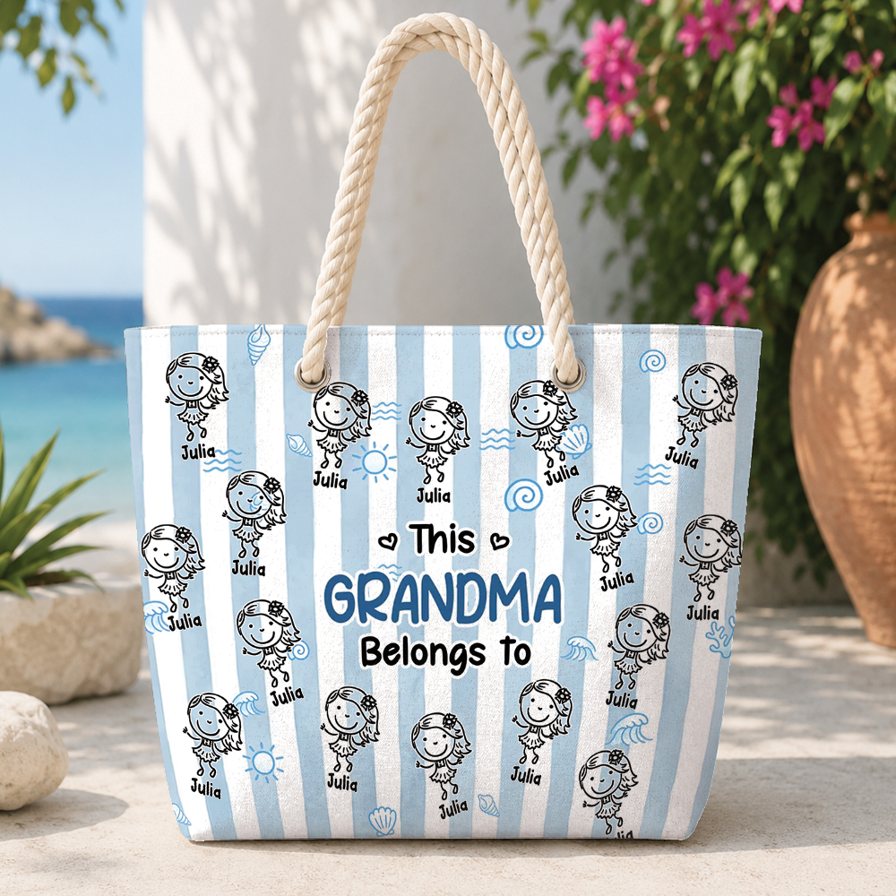 Custom Name This Grandma Belongs To Beach Tote Bag CH07 180092