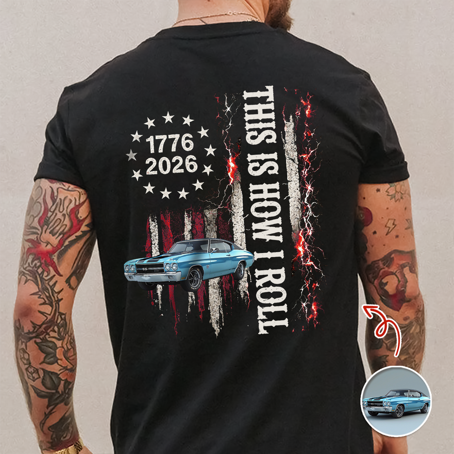 Custom Car Photo I'm Not Old I'm Classic 1776-2026 Back Dark Shirt CH07 180002