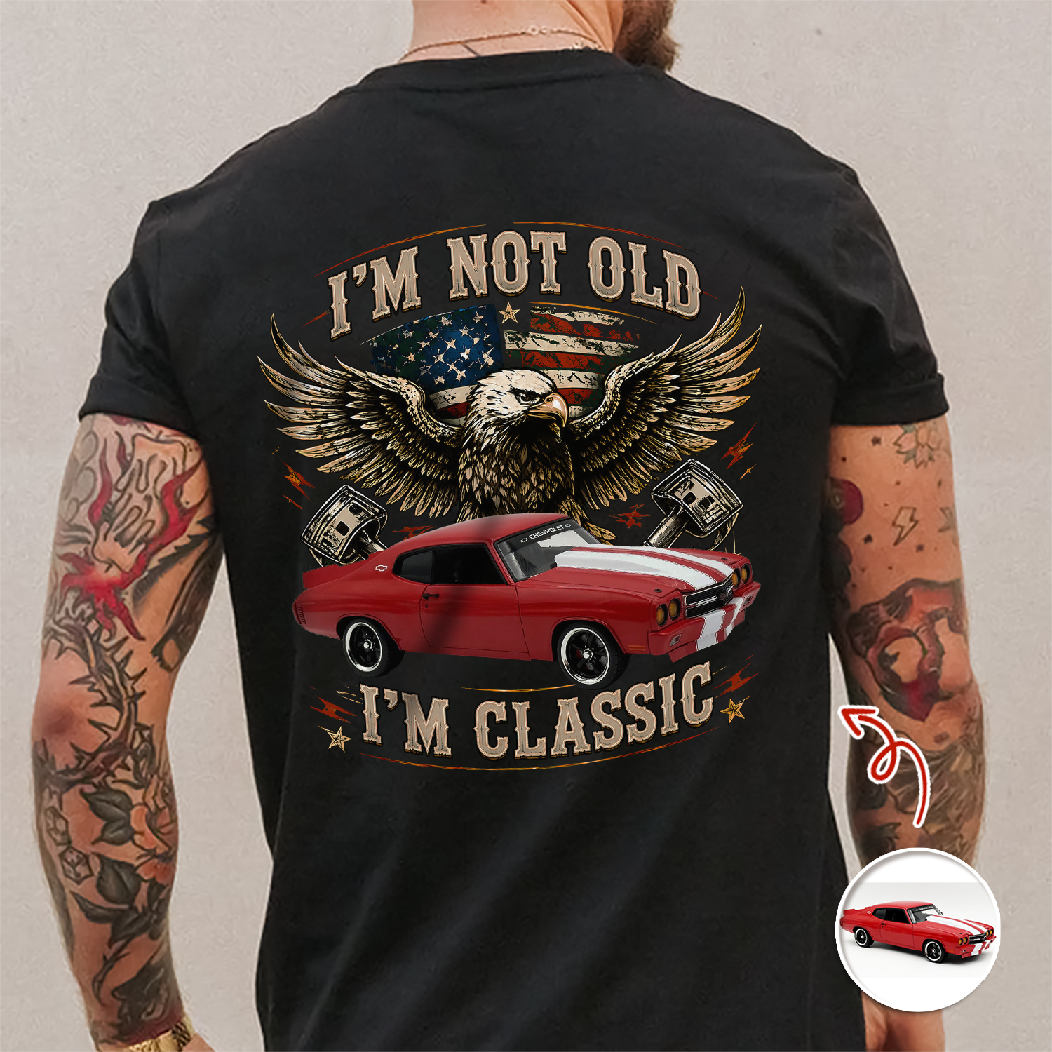 Custom Car Photo I'm Not Old I'm Classic Back Dark Shirt, Personalized Gifts For Dad, Grandpa, Family, Yourself CH07 180012