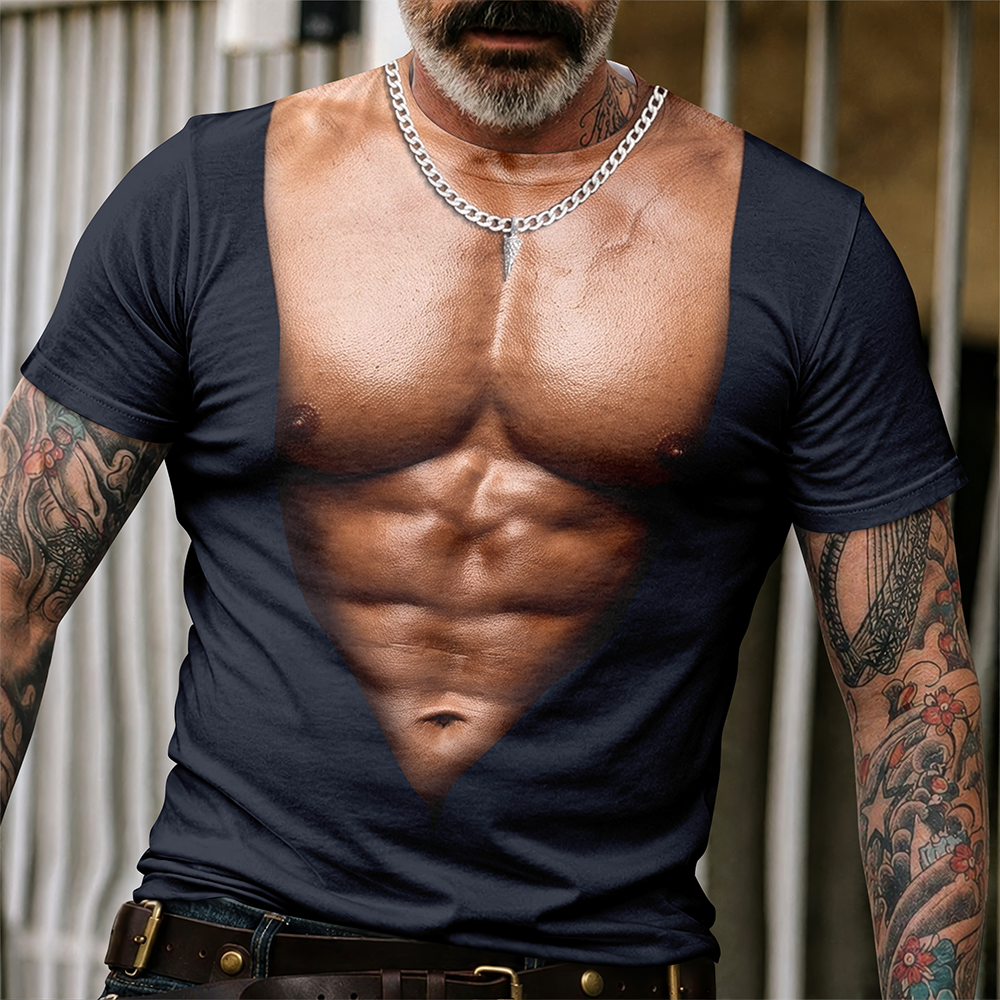 Personalized Funny Hairy Chest Illusion 3D Shirt - Novelty Gift for Men CH07 180124