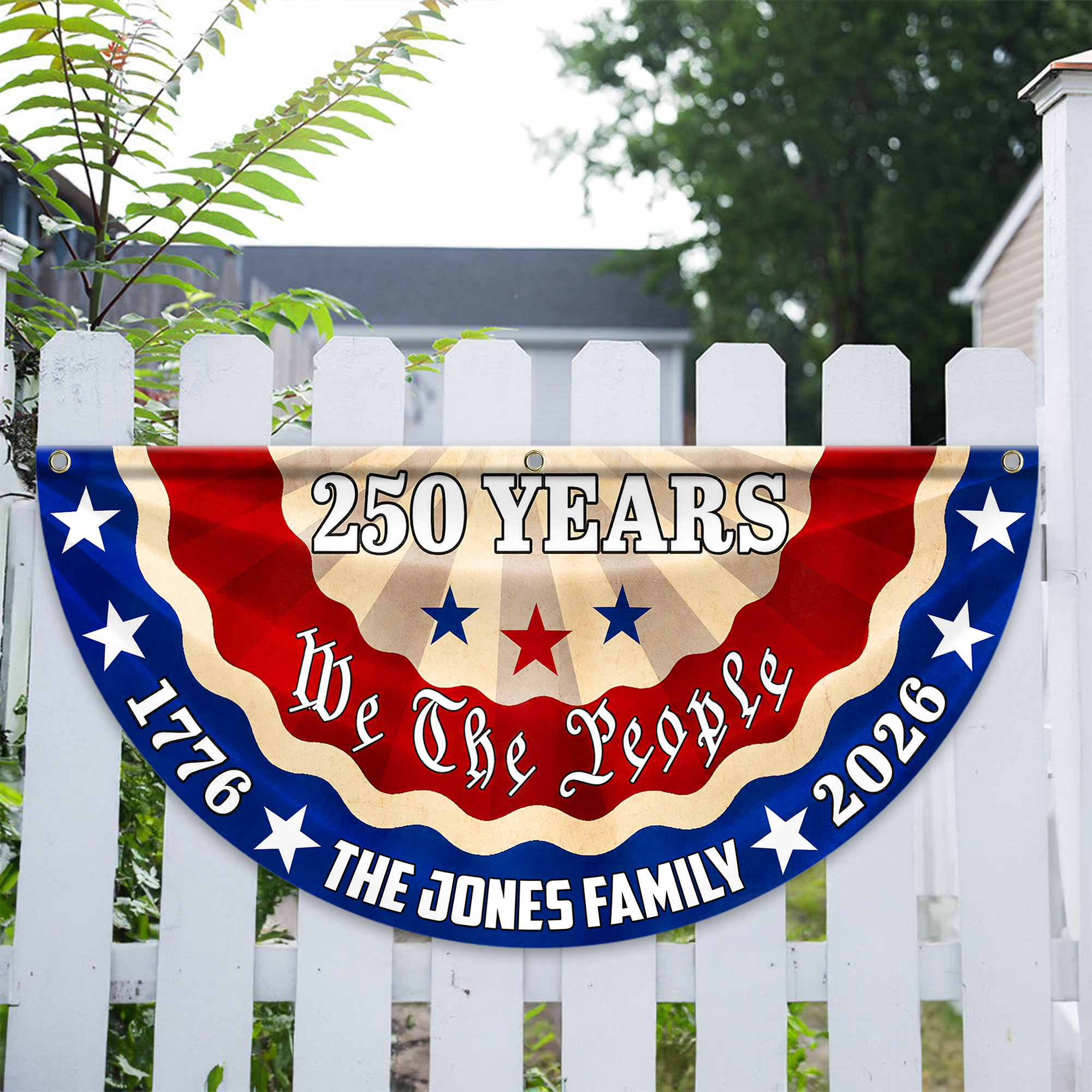 Custom Family Name 250 Years We The People Non-Pleated Fan Flag CH07 911688