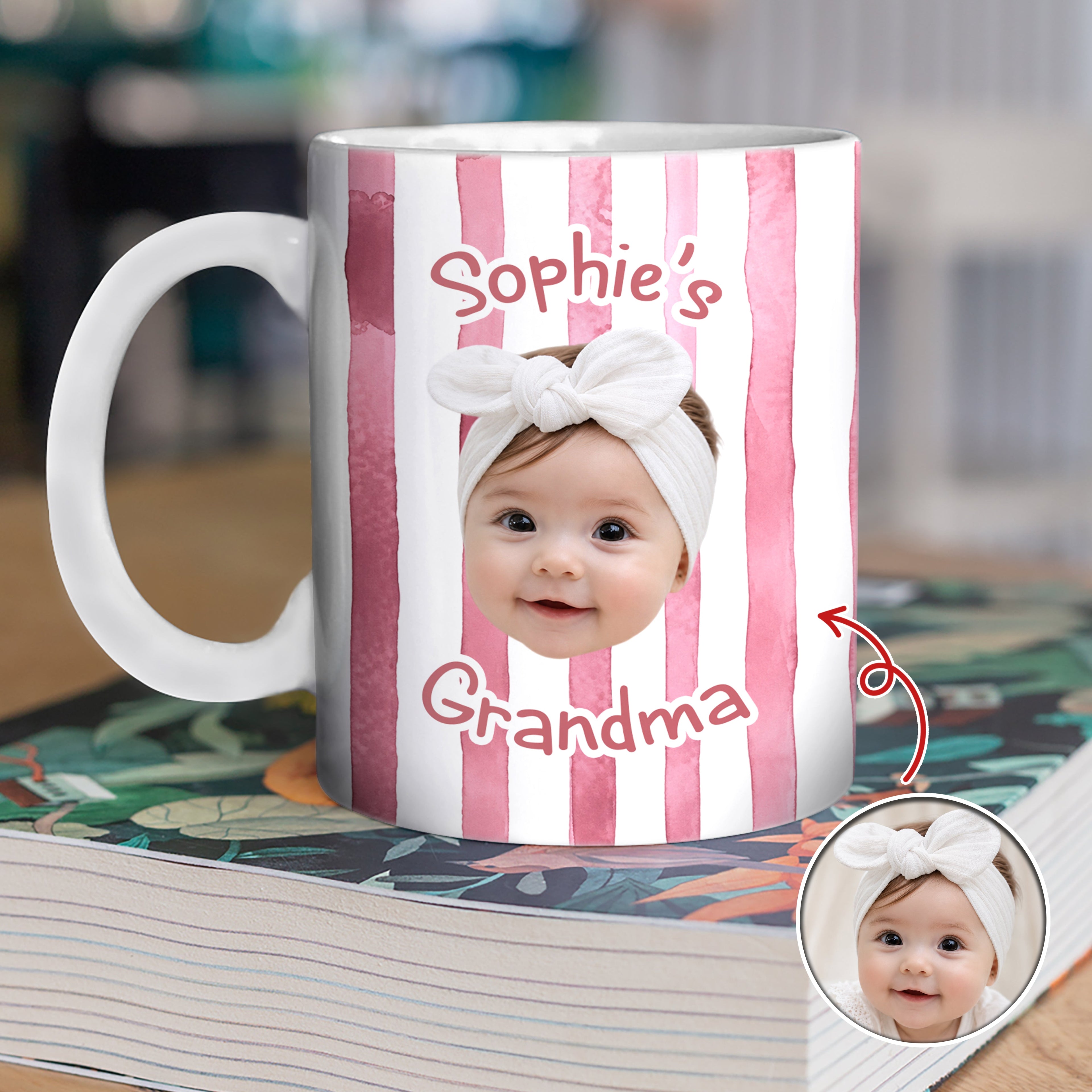 Custom Baby Face Striped Print Full Mug - Gift for Dad, Mom HA75 921732