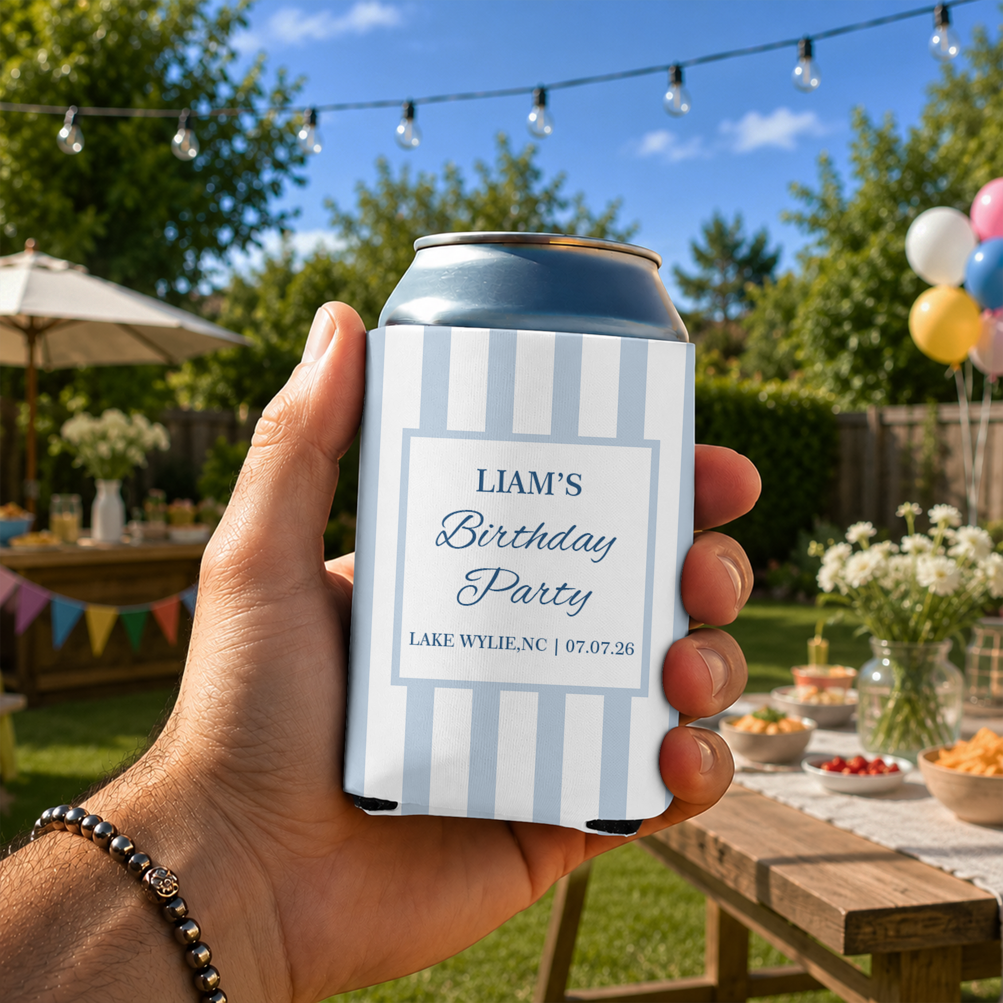 Custom Name Beach Bachelorette Can Cooler - Personalized Coastal Party Favor HO82 903050