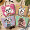 Custom Dog Photo Watercolor Beach Tote Bag - Personalized Gift for Dog Lovers CH07 180130