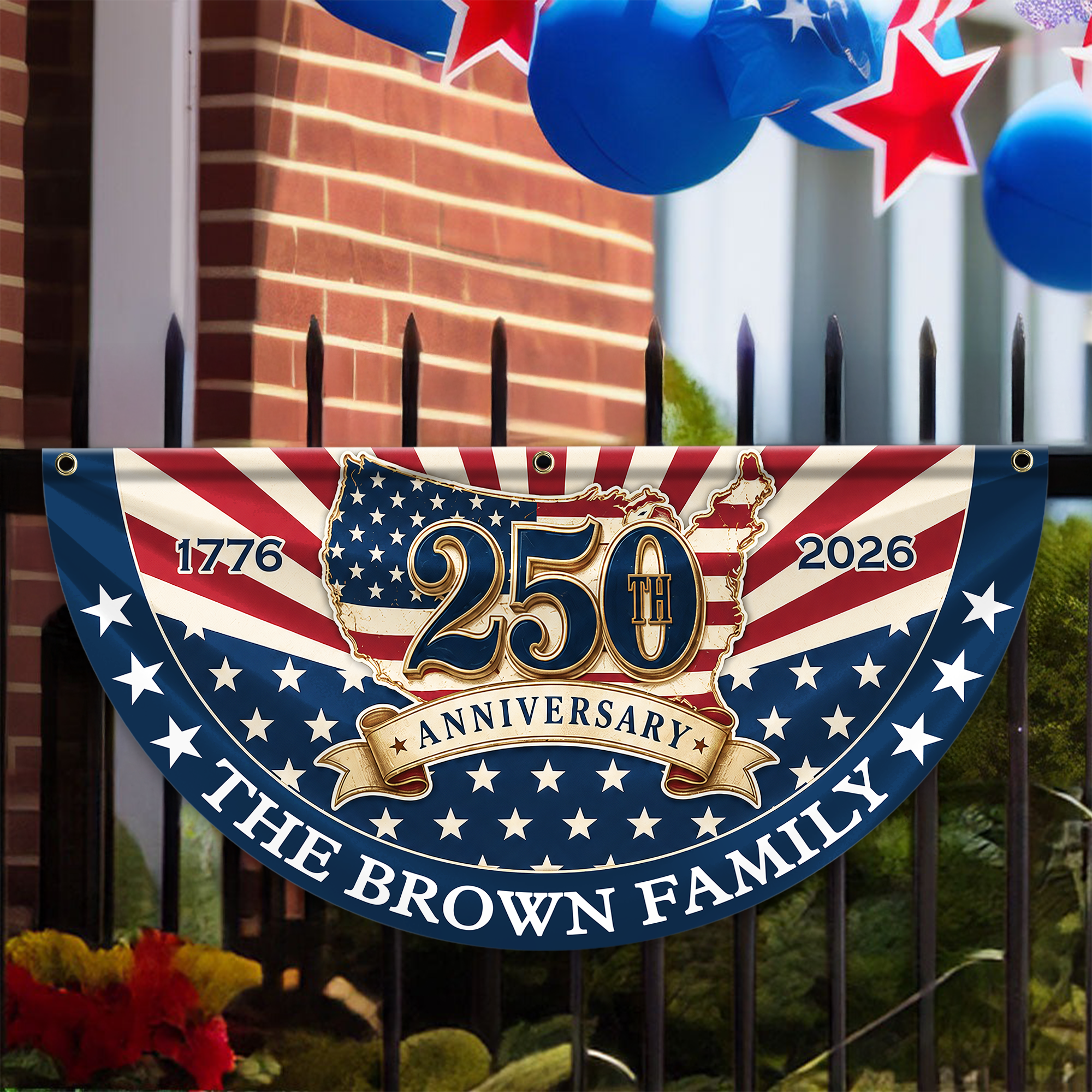 Custom Family Name 250th Anniversary 1776-2026 America Flag CH07 911976