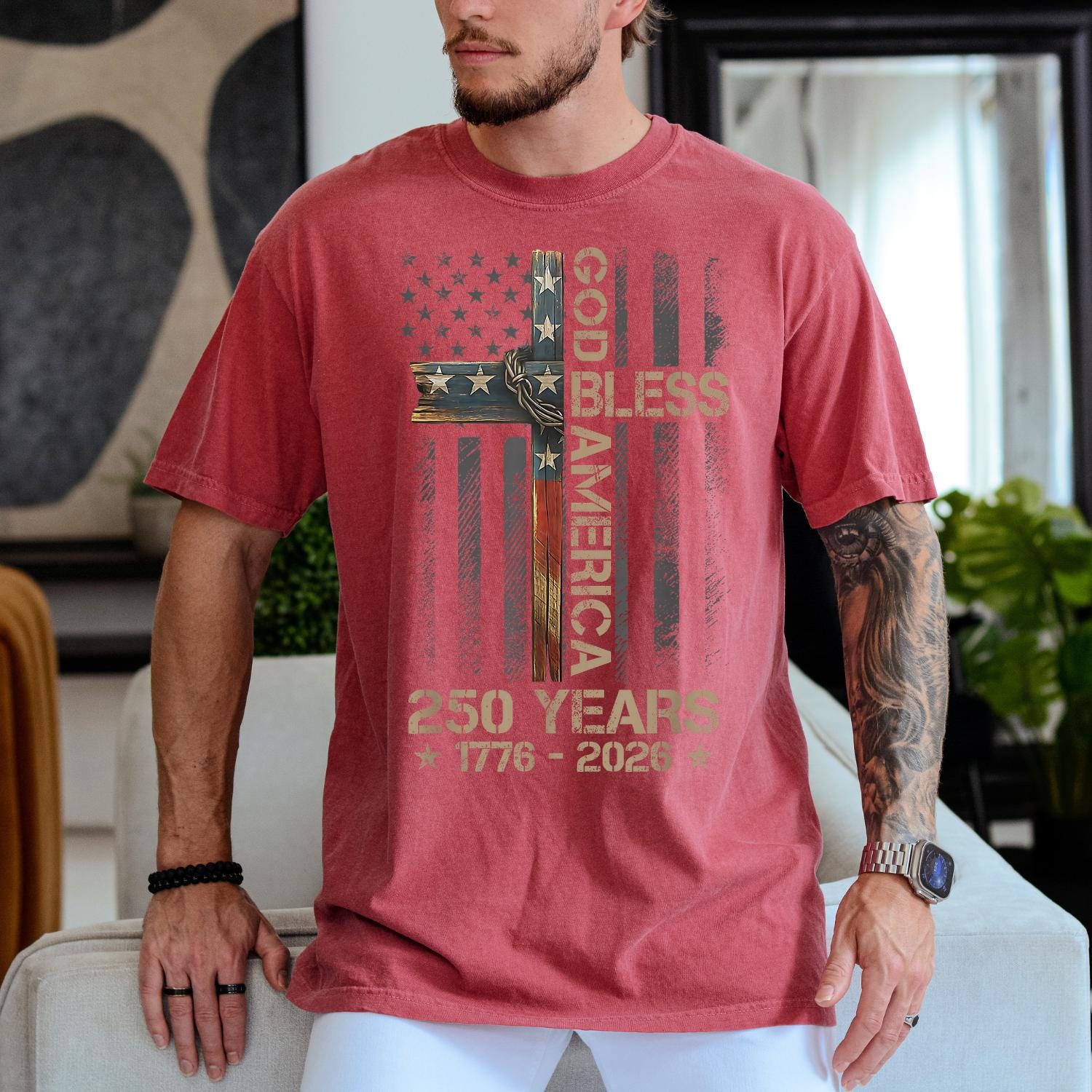 God Bless America Comfort Colors Shirt 250 Years 1776 2026 Christian USA Flag Shirt CH07 911932