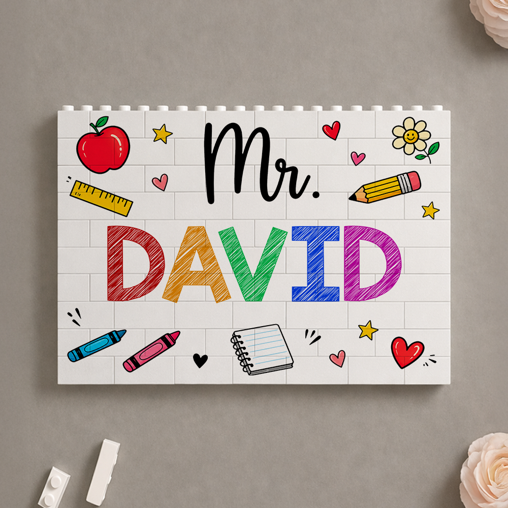 Custom Teacher Name Building Block Plaque Back to School Classroom Decor TH10 170281