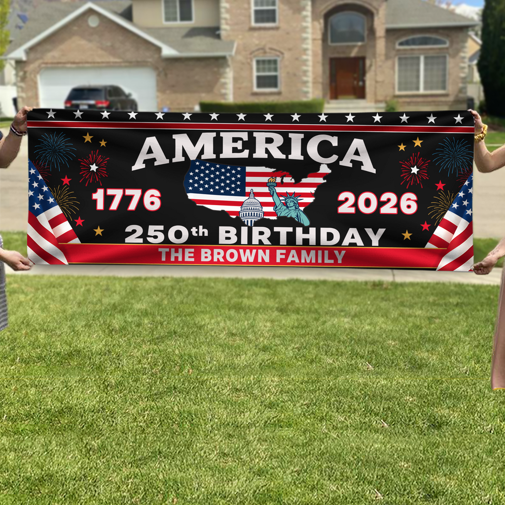 Custom 250th Anniversary America Banner 1776-2026, USA Patriotic Garden Flag, Independence Day Party Decor LM32 669279