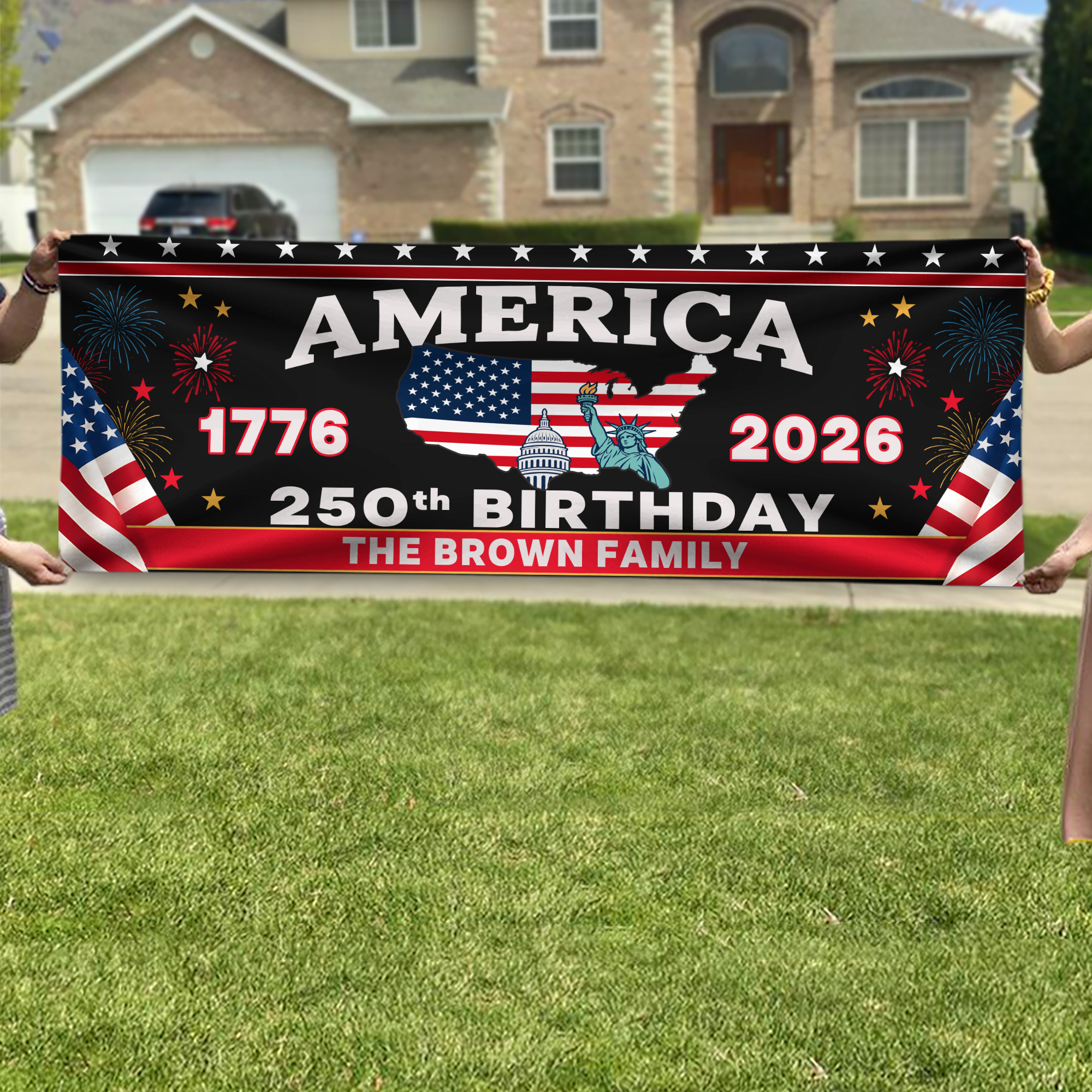 Custom 250th Anniversary America Banner 1776-2026, USA Patriotic Garden Flag, Independence Day Party Decor LM32 669279
