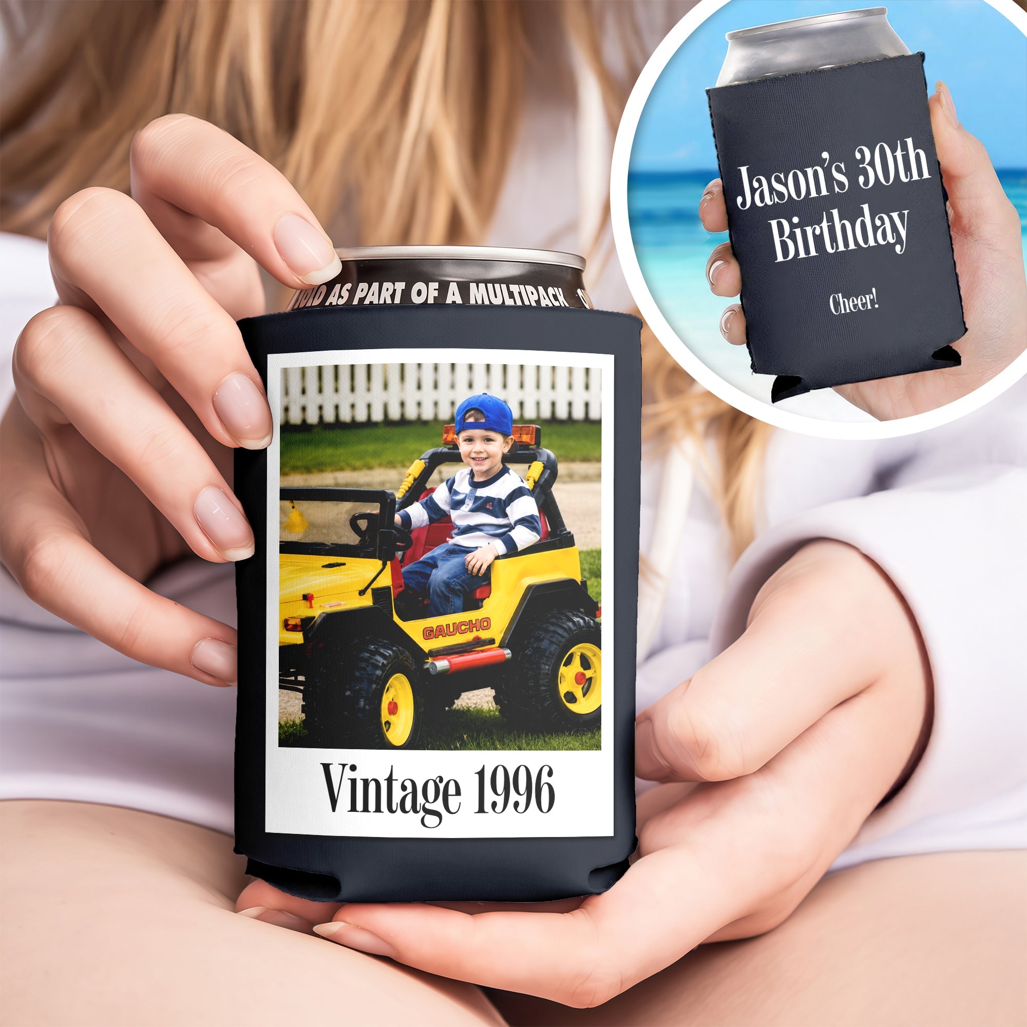 Personalized Vintage Photo Can Cooler Birthday Gift for Him Her LM32 669455