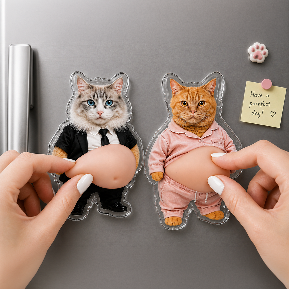 Custom Funny Photo Pet Belly Squishy Fridge Magnet Gift For Dog Lover Cat Lover CH07 911870