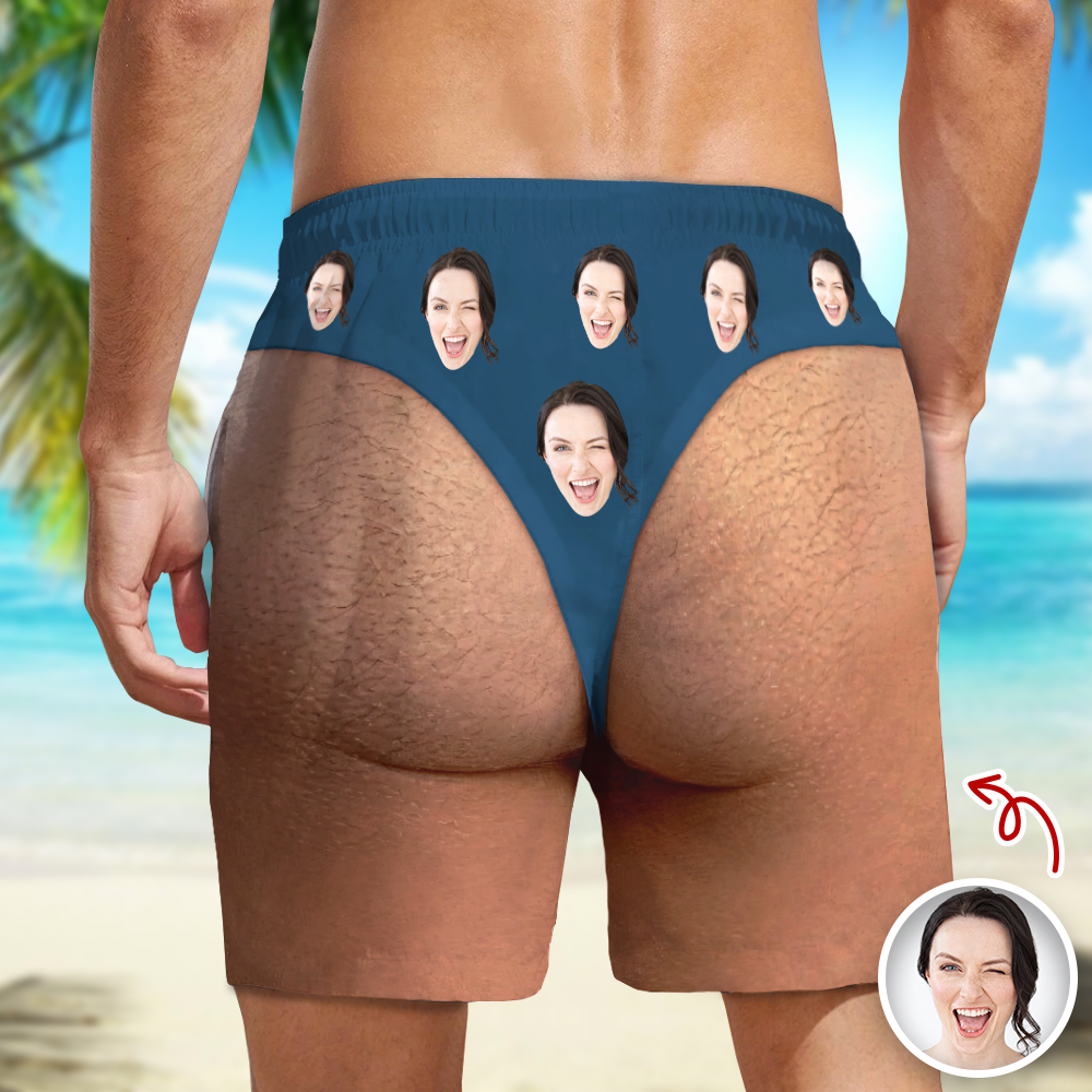 Custom Funny Face Zipper Beach Shorts – Personalized Gift for Boyfriend, Husband LM32 669457