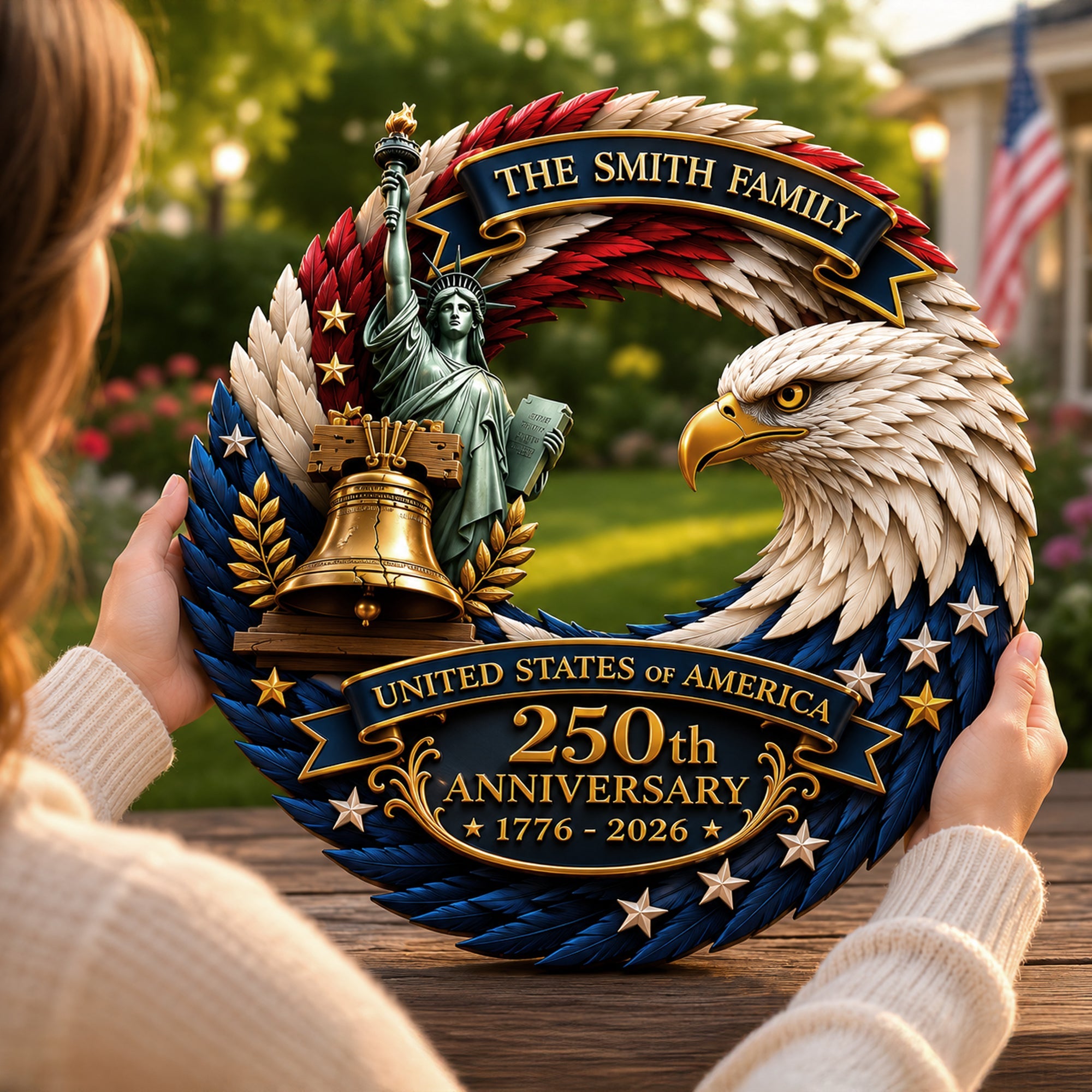 Personalized America 250th Anniversary, 1776-2026 Patriotic Door Sign TH10 170151