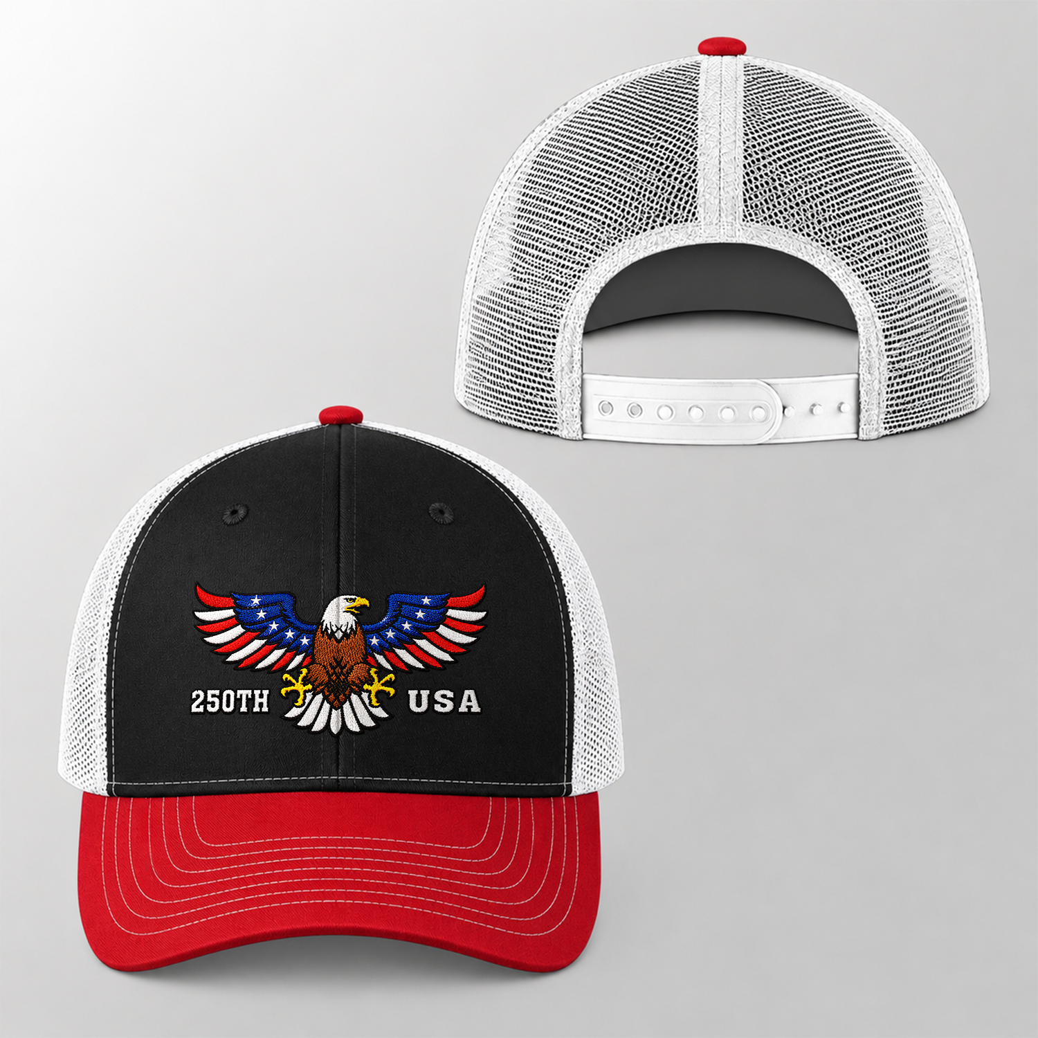 250th Anniversary USA Patriotic Embroidered Trucker Hat CH07 911944