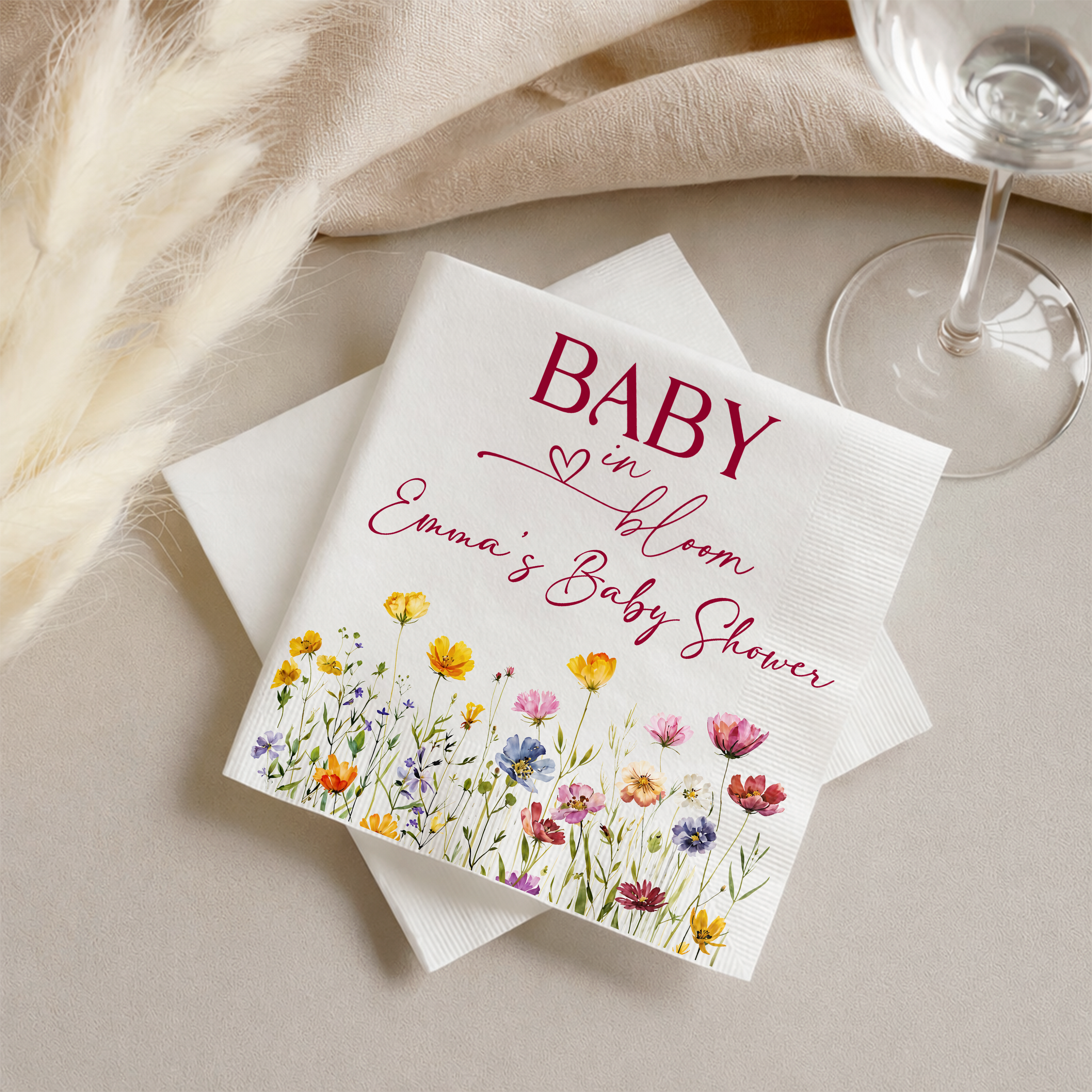 Custom Name Baby In Bloom Baby Shower Napkins CH07 911324