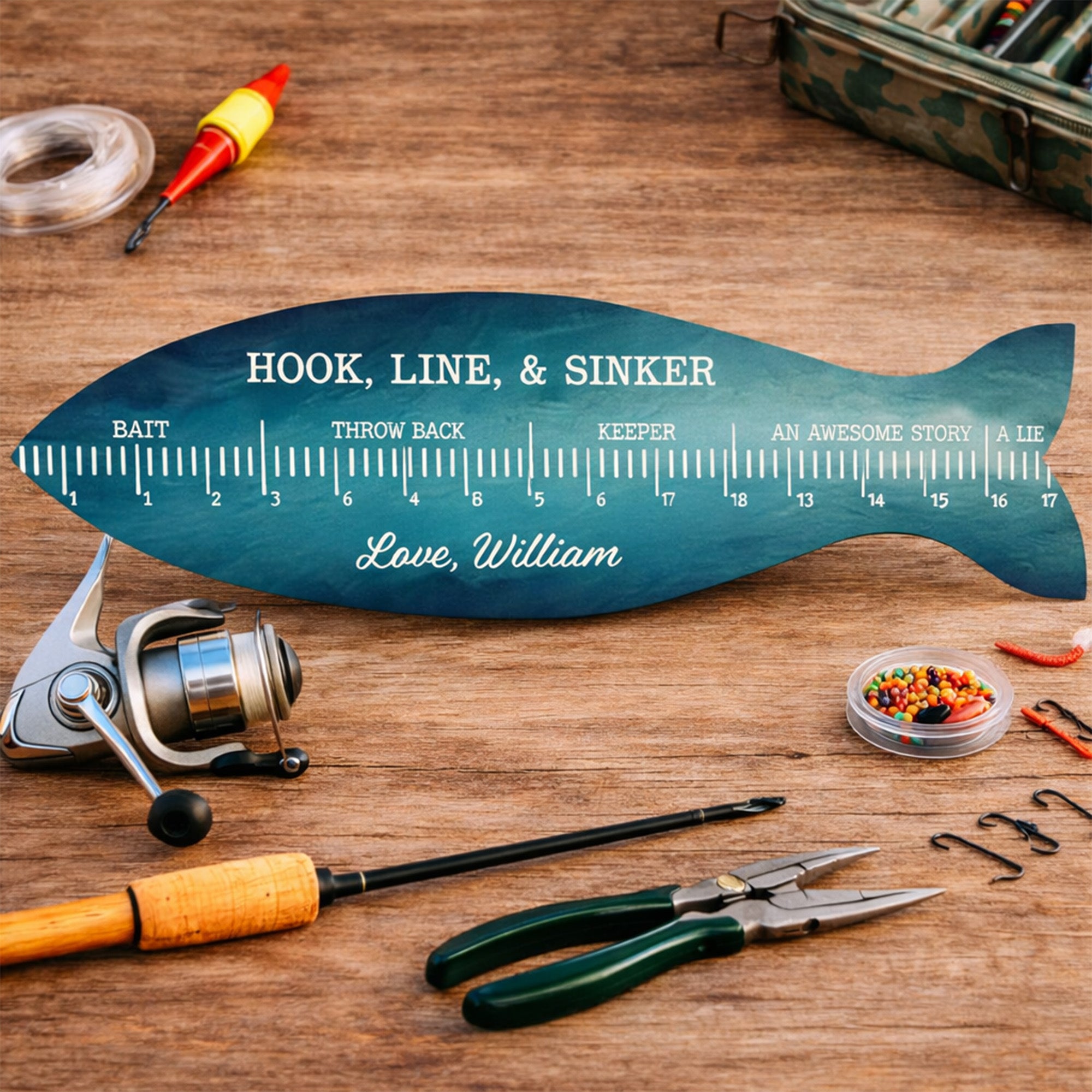 Personalized Funny Fishing Ruler For Dad Grandpa Door Sign Fathers Day Gift HO82 902624