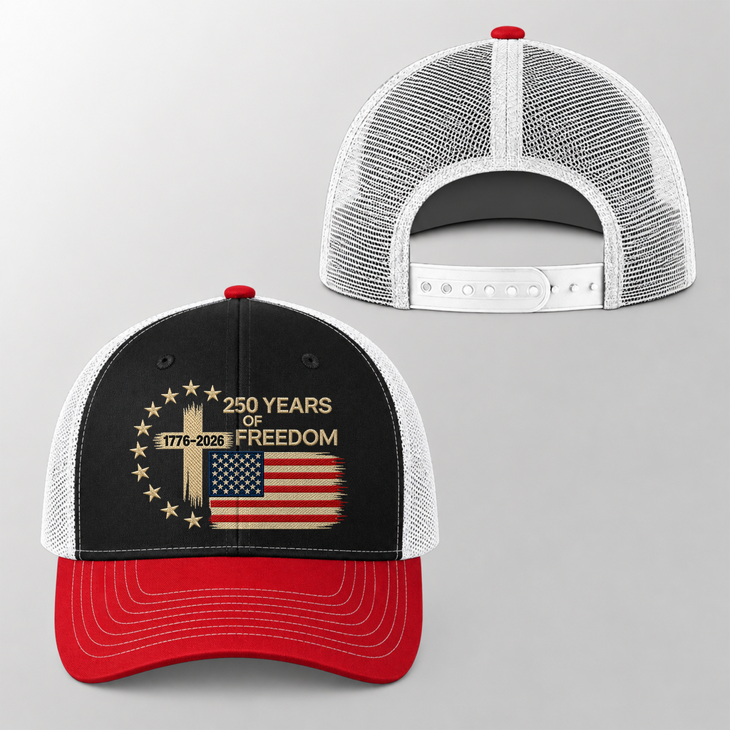 US 250 Years Freedoms 1776-2026 250th Birthday Trucker Hat HA75 921672