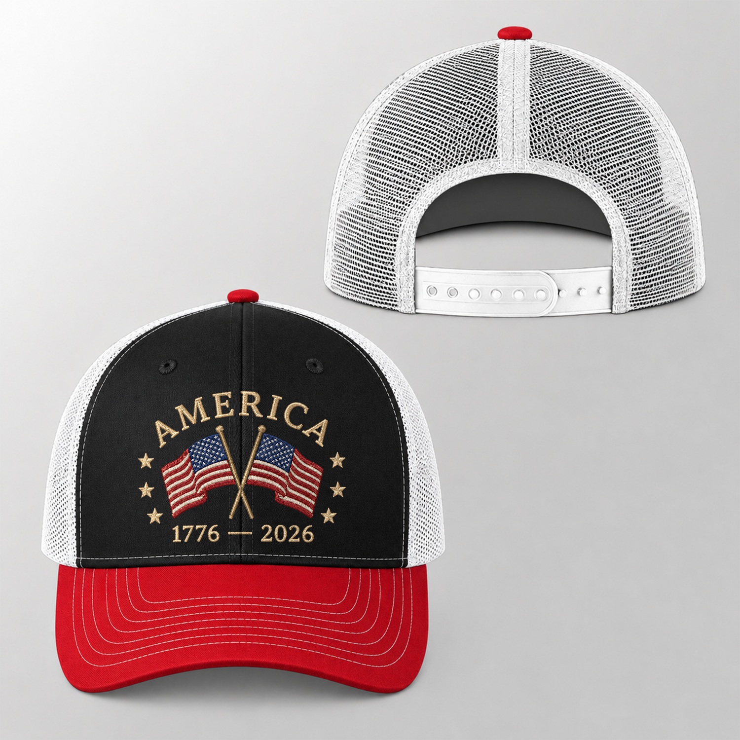 Patriotic USA 250th Anniversary Embroidered Trucker Hat CH07 911994