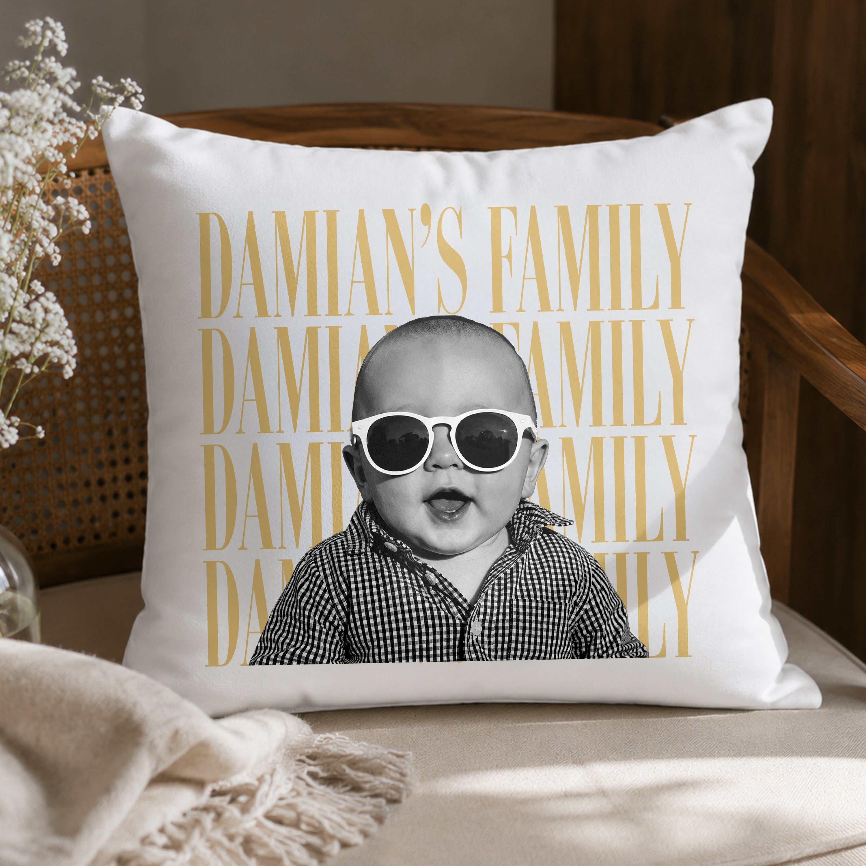 Custom Vintage Photo Pillow - Personalized Gift for Family TH10 170325