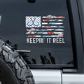 Keepin' It Reel Fishing Lure Flag Car Decal Sticker LM32 669335
