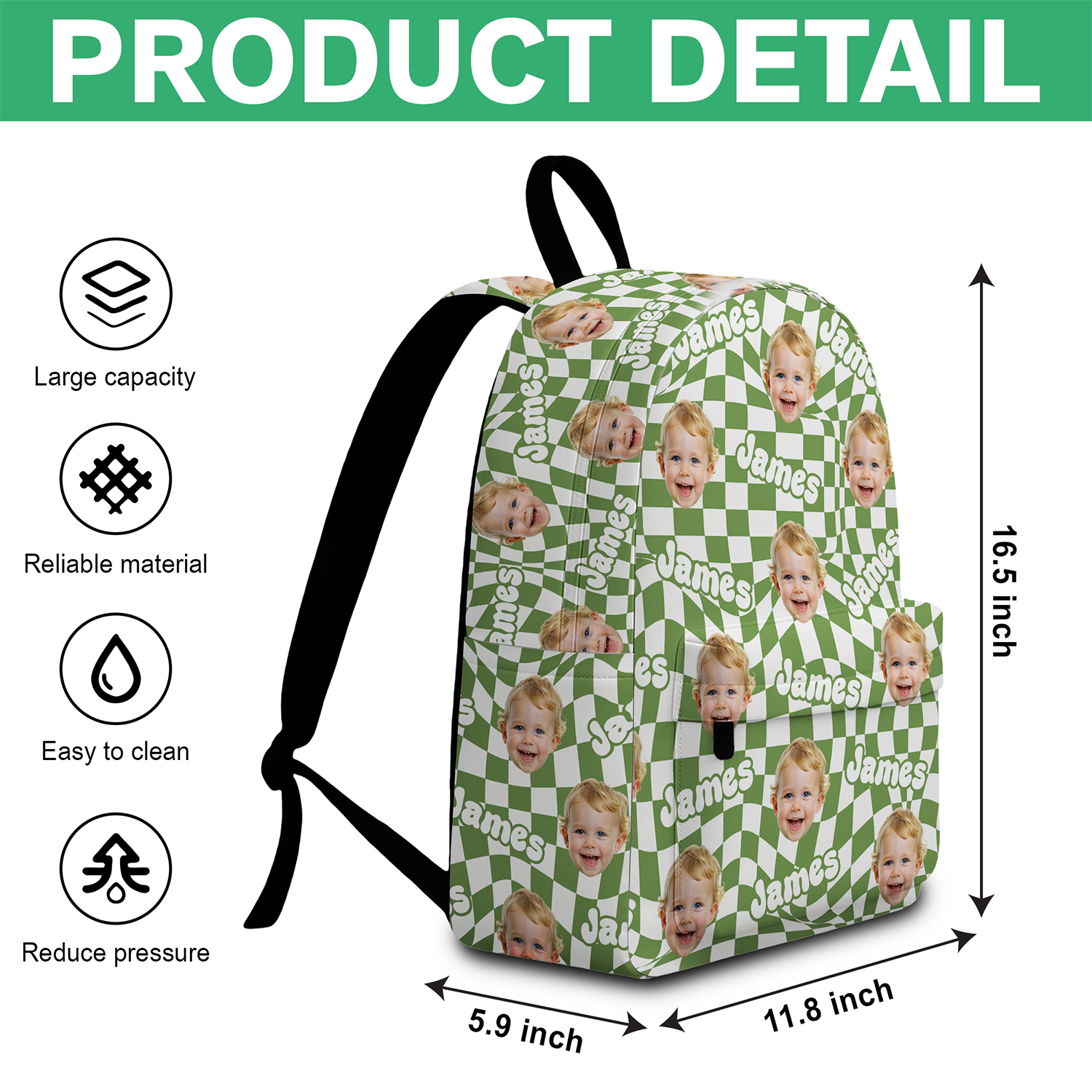 Custom Photo Kid Backpack Plaid With Name Back To School Gift HA75 921554
