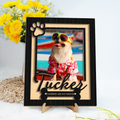 Personalized Pet Memorial Photo Frame, Custom Dog Loss Wooden Sign, Paw Print Picture Plaque HO82 903034