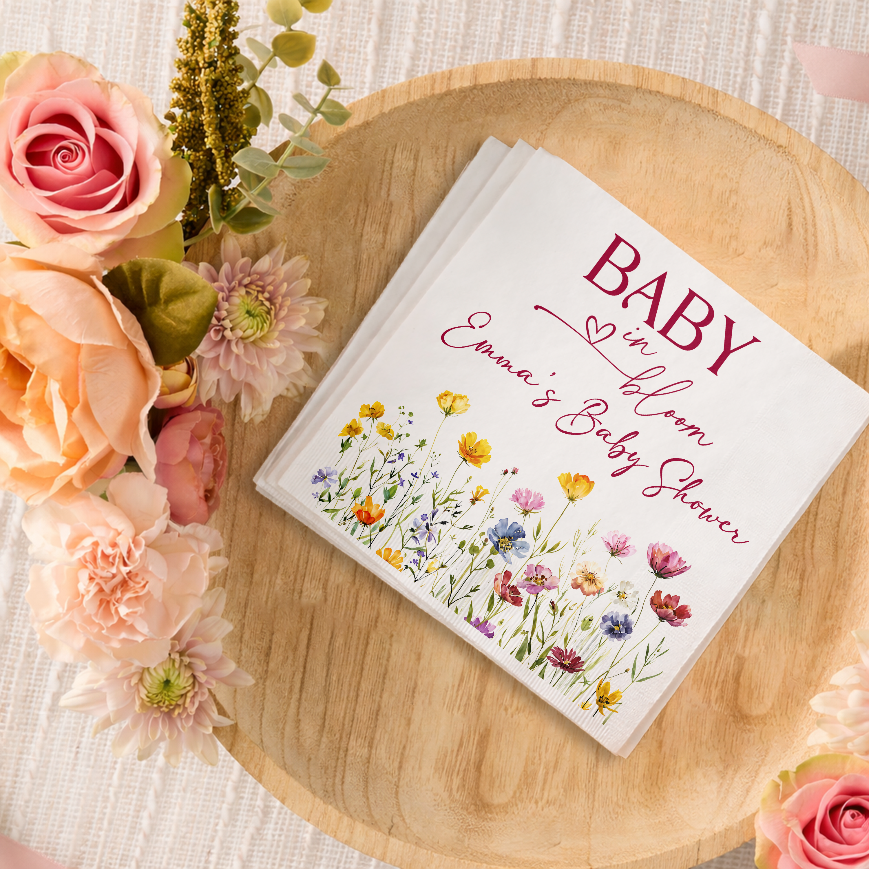 Custom Name Baby In Bloom Baby Shower Napkins CH07 911324