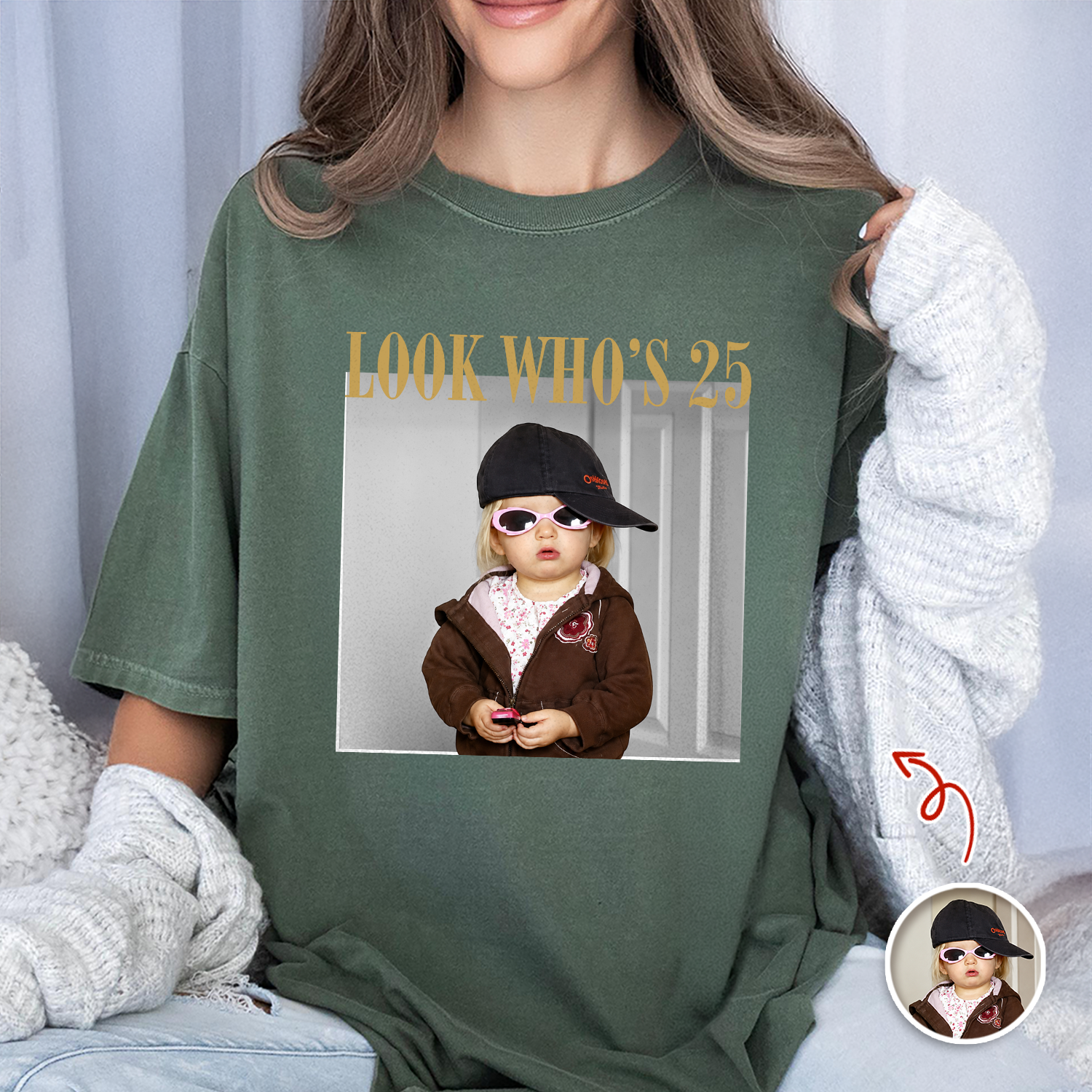 Personalized Vintage Photo And Year Look Who’s Funny Birthday Comfort Shirt HA75 921812