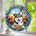 Personalized Dog Portrait Stained Glass Suncatcher, Custom Pet Memorial Stained Glass Photo Suncatcher HO82 903010