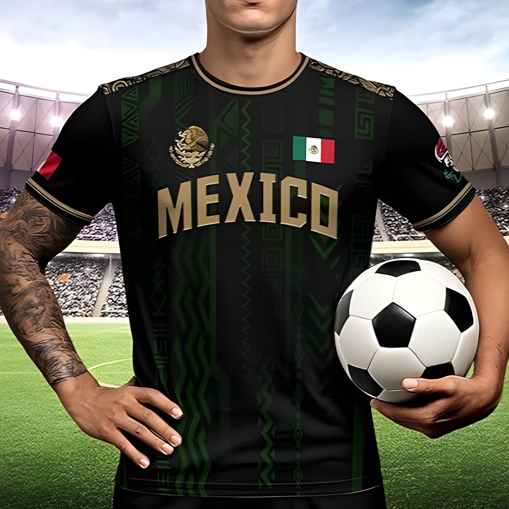 Mexico Soccer Jersey, Mexico Flag Aztec Eagle Jersey Tshirt Sport Lovers LM32 669443
