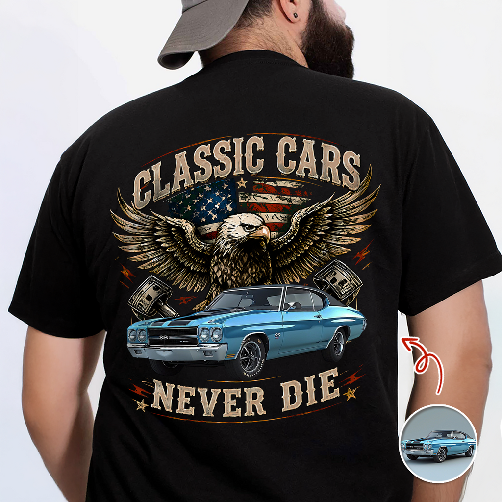 Custom Car Photo I'm Not Old I'm Classic Back Dark Shirt, Personalized Gifts For Dad, Grandpa, Family, Yourself CH07 180012