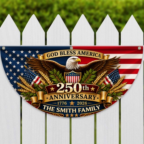 God Bless America Custom Family Name USA 250th Anniversary Fan Flag CH07 911850