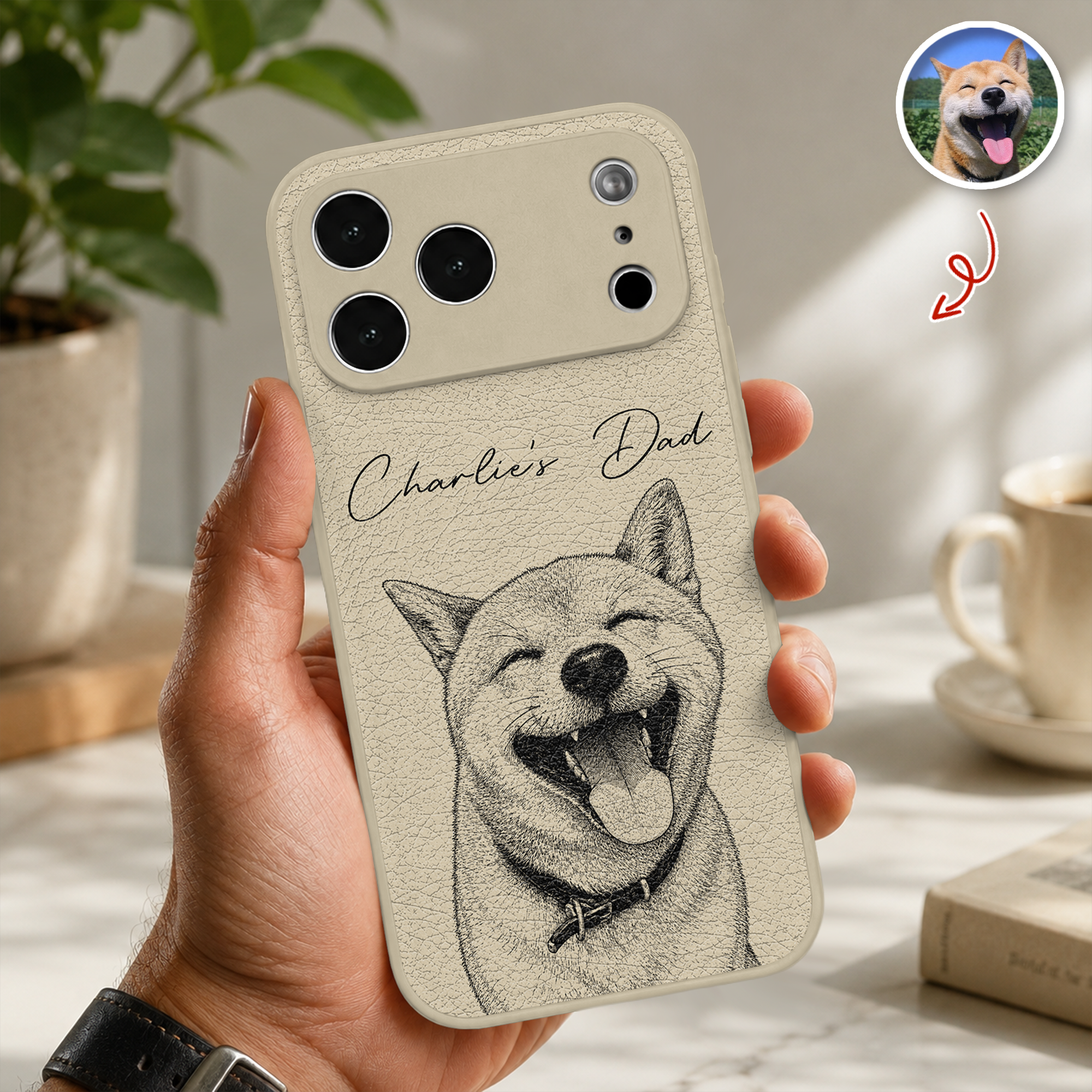Custom Dog Dad, Dog Mom, Cat Dad, Cat Mom Personalized Leather Phone Case HA75 921888