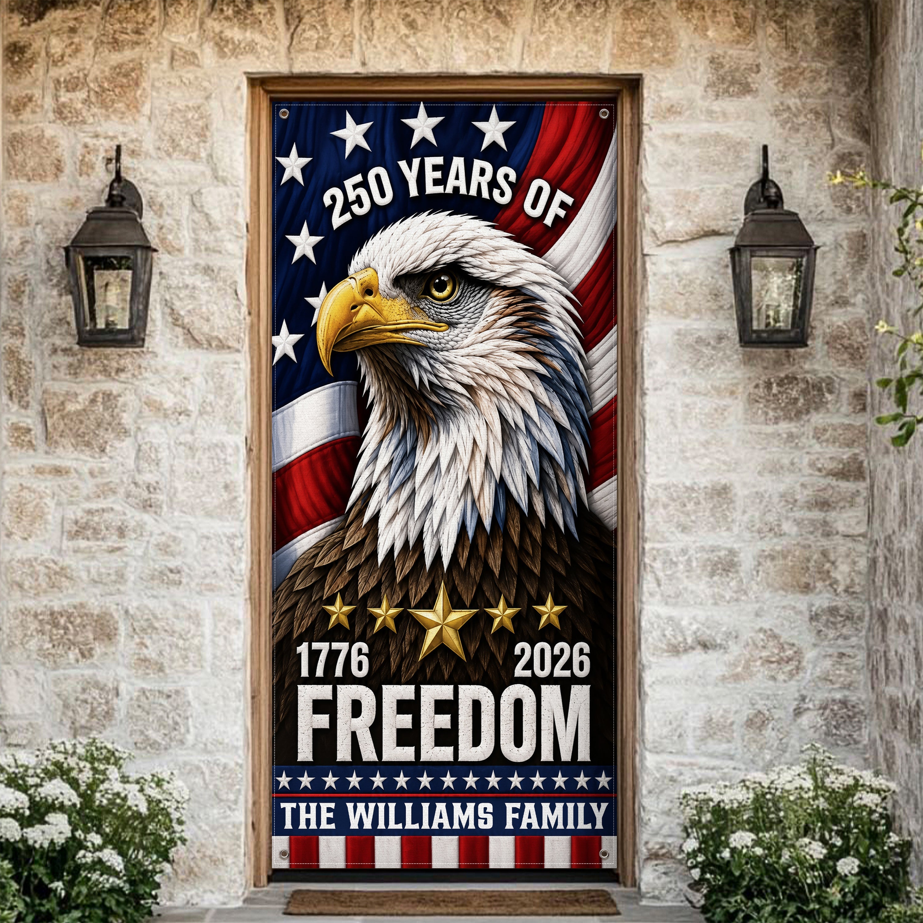 Custom Family Name 250 Years Of Freedom America 1776-2026 Eagle Door Cover CH07 911804