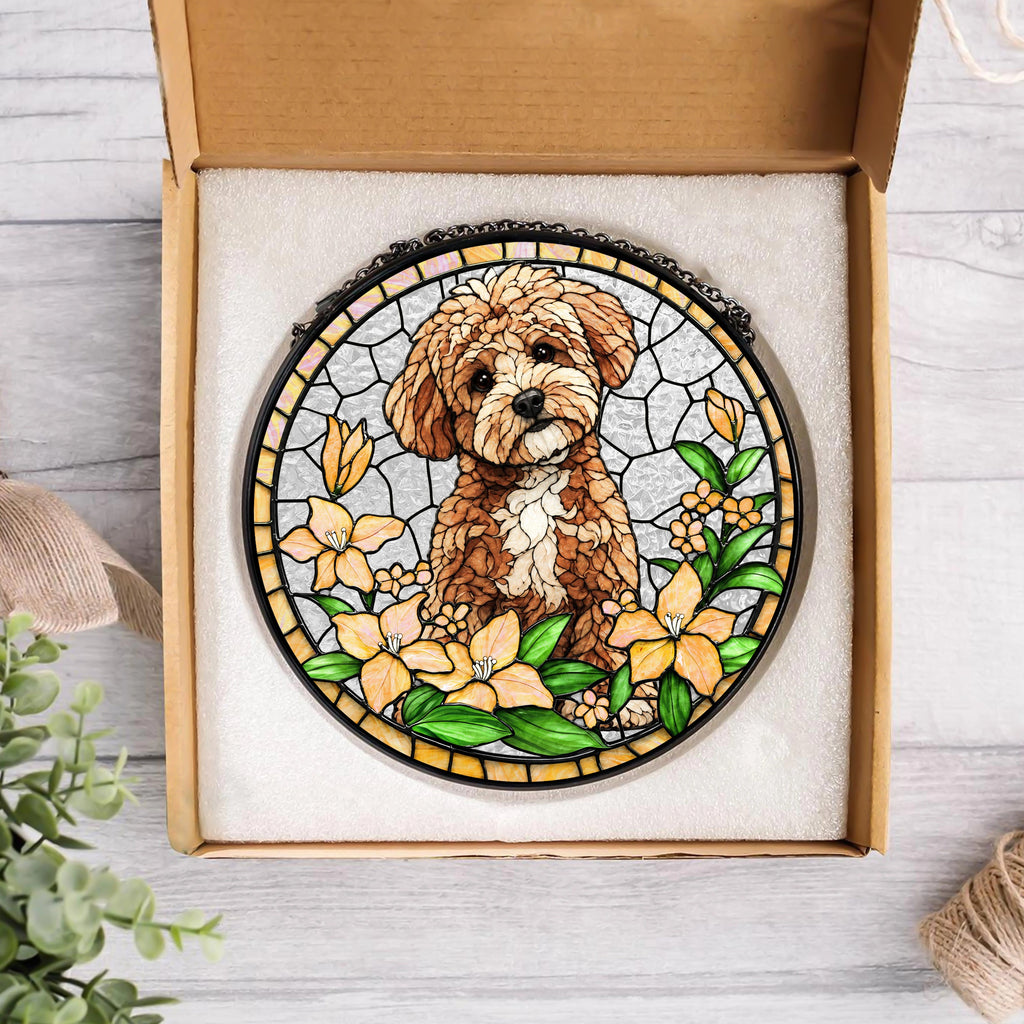 Custom Dog Cat Portrait Photo Stained Glass Suncatcher, Pet Memorial Gift LM32 669525