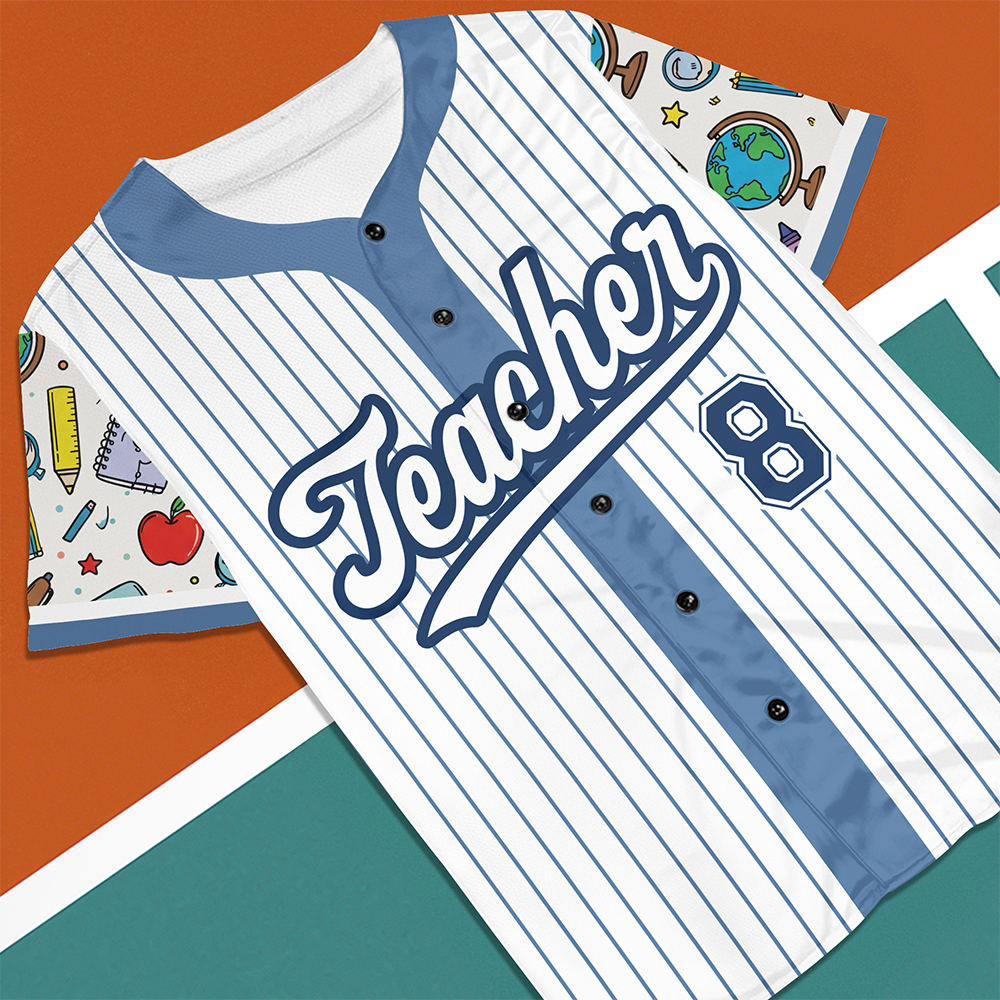 Personalized Teacher Jersey, Custom Name Number Baseball Shirt for Teachers, Back to School Appreciation Gift CH07 180042