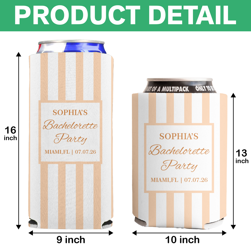 Custom Name Beach Bachelorette Can Cooler - Personalized Coastal Party Favor HO82 903050