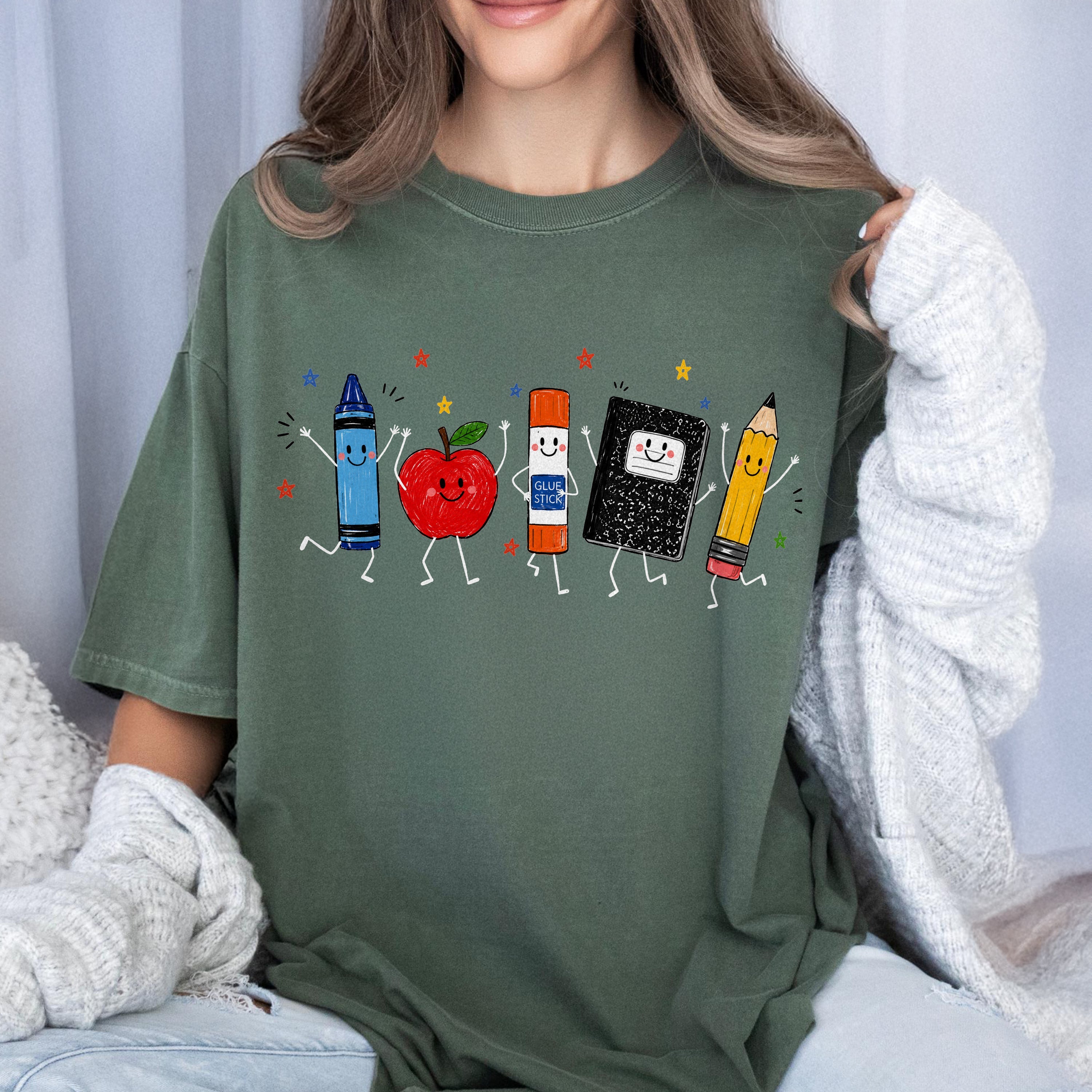 Personalized Name Funny Teacher Life Crayon Apple Pencil Notebook Comfort Shirt LM32 669543
