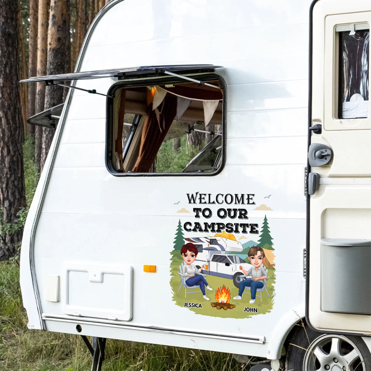 Personalized Welcome To Our Campsite RV Decal Sticker For Camper TH10 170349