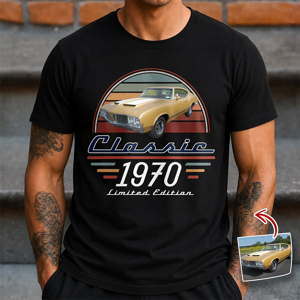 Custom Car Photo Classic Limited Edition Dark Shirt - Personalized Gifts For Dad, Grandpa, Family, Yourself CH07 180006