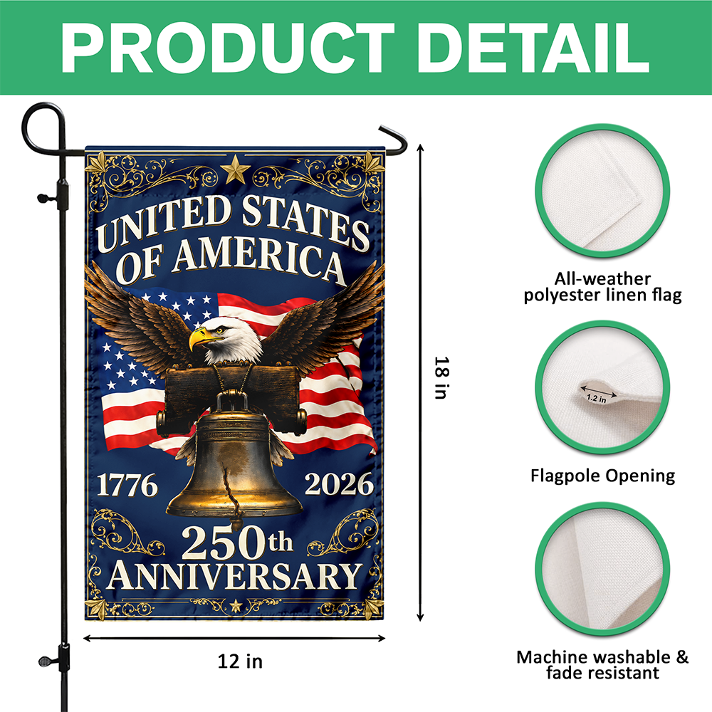Personalized 250th Anniversary 1776–2026 Eagle & Liberty Bell Garden Flag LM32 669267