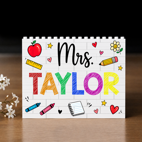 Custom Teacher Name Building Block Plaque Back to School Classroom Decor TH10 170281